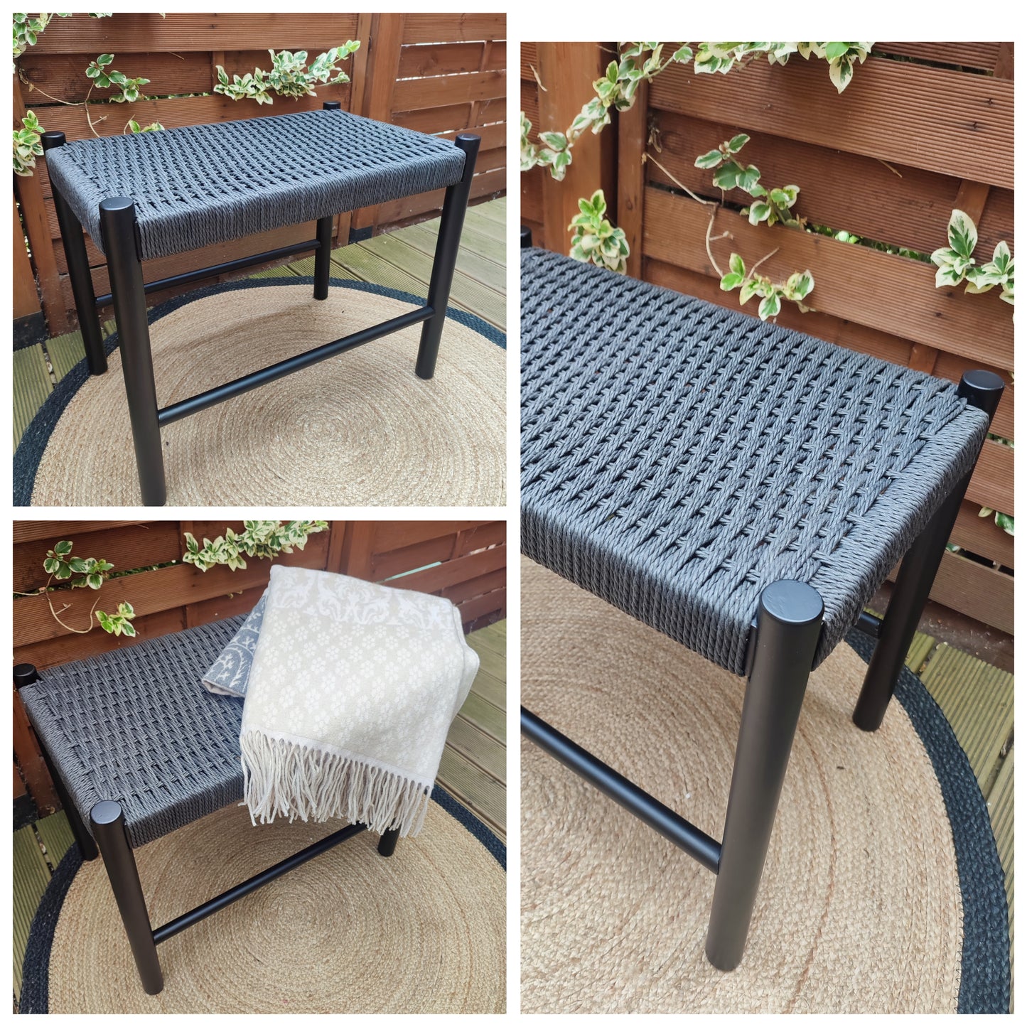 Black corded bench /stool