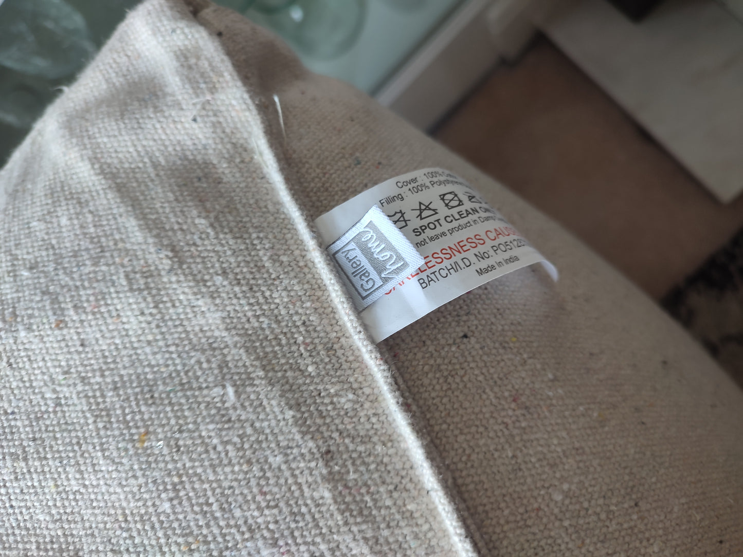 Upholstered Grey Check Cotton Fabric Pouffe