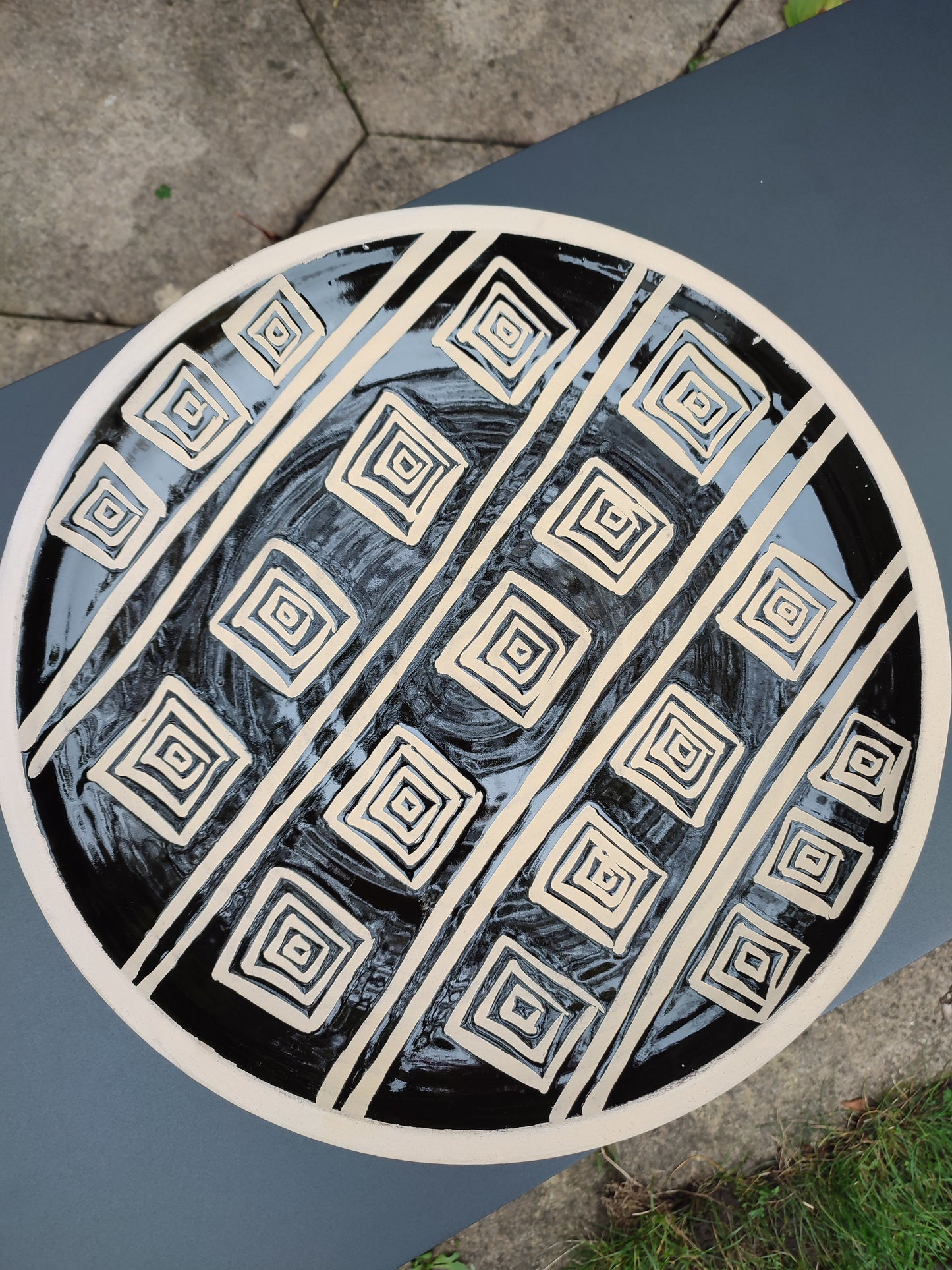 Large Hand Thrown Tribal Pattern Platters