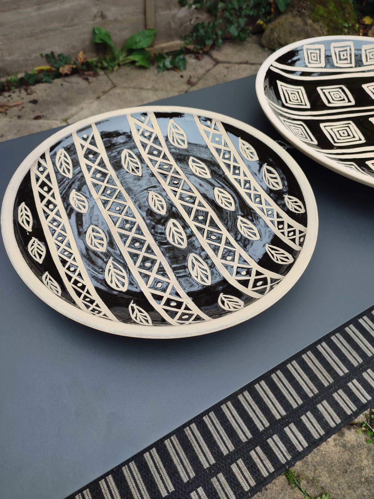 Large Hand Thrown Tribal Pattern Platters