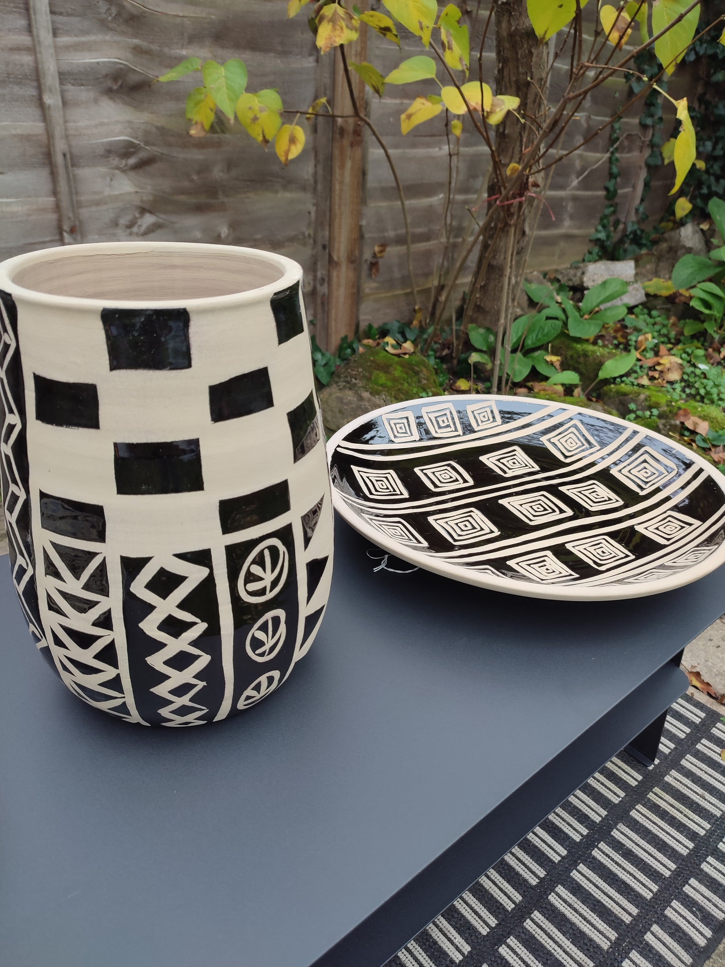 Large Hand Thrown Tribal Pattern Platters