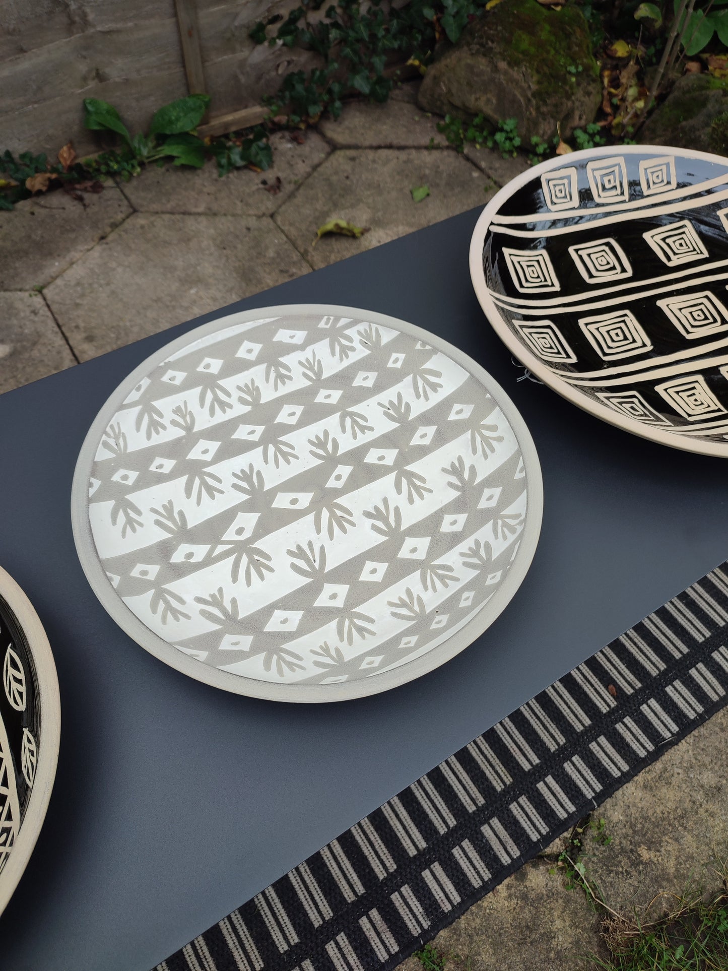 Large Hand Thrown Tribal Pattern Platters