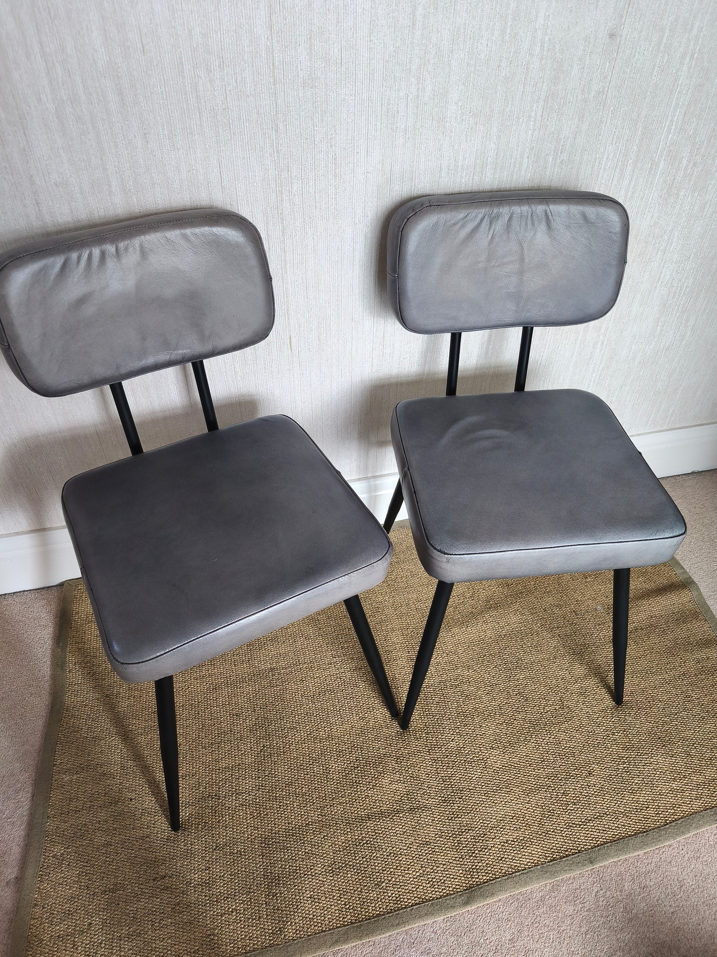 Urban Deco Retro Style Leather Dining Chairs