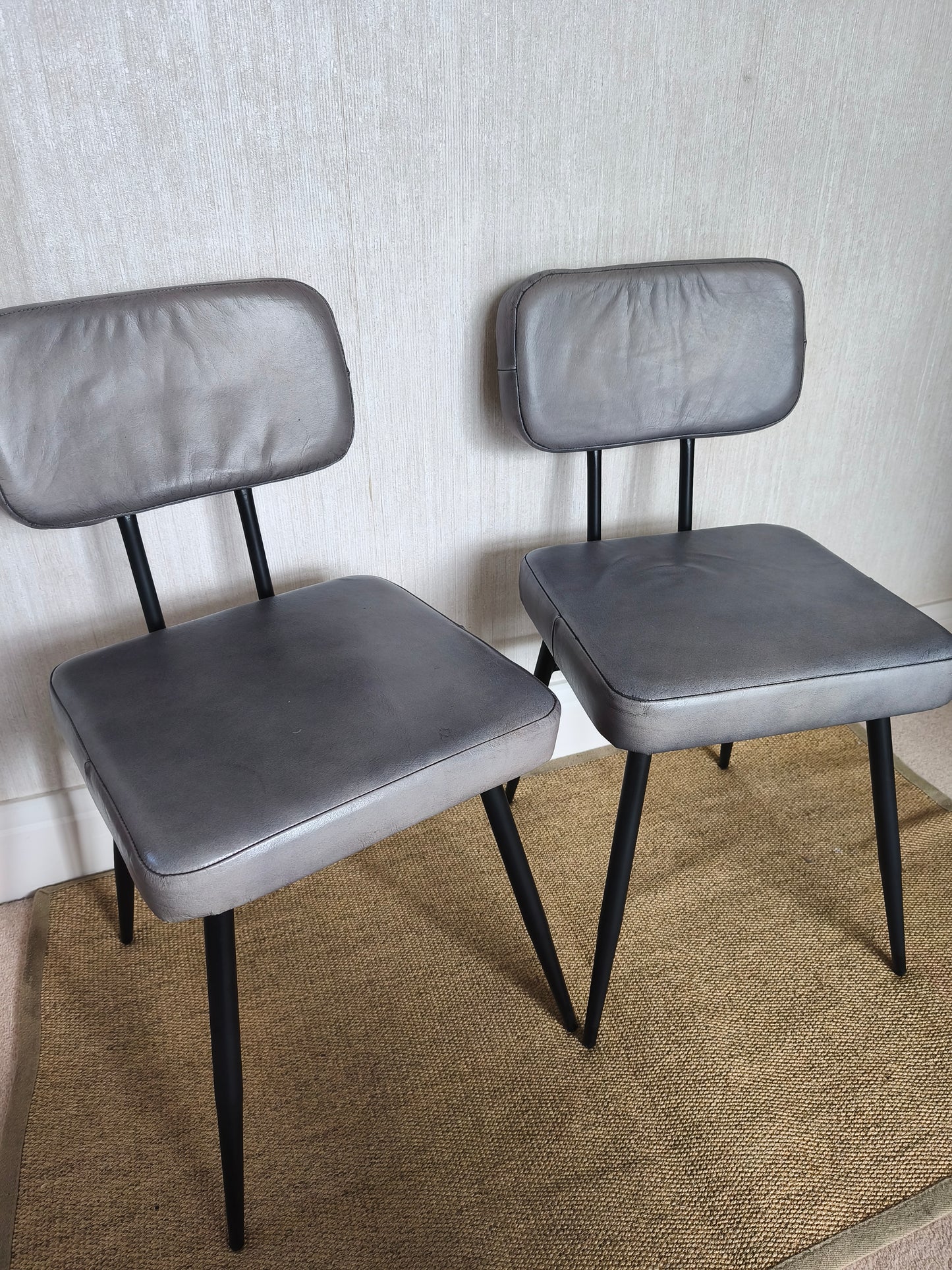 Urban Deco Retro Style Leather Dining Chairs