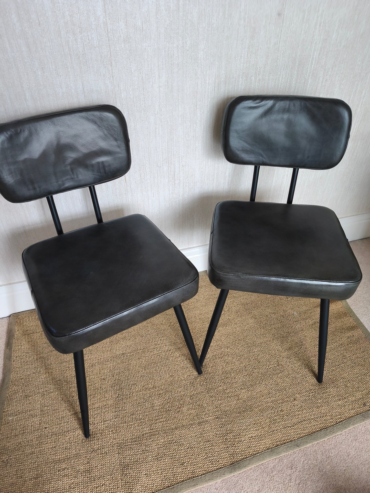 Urban Deco Retro Style Leather Dining Chairs