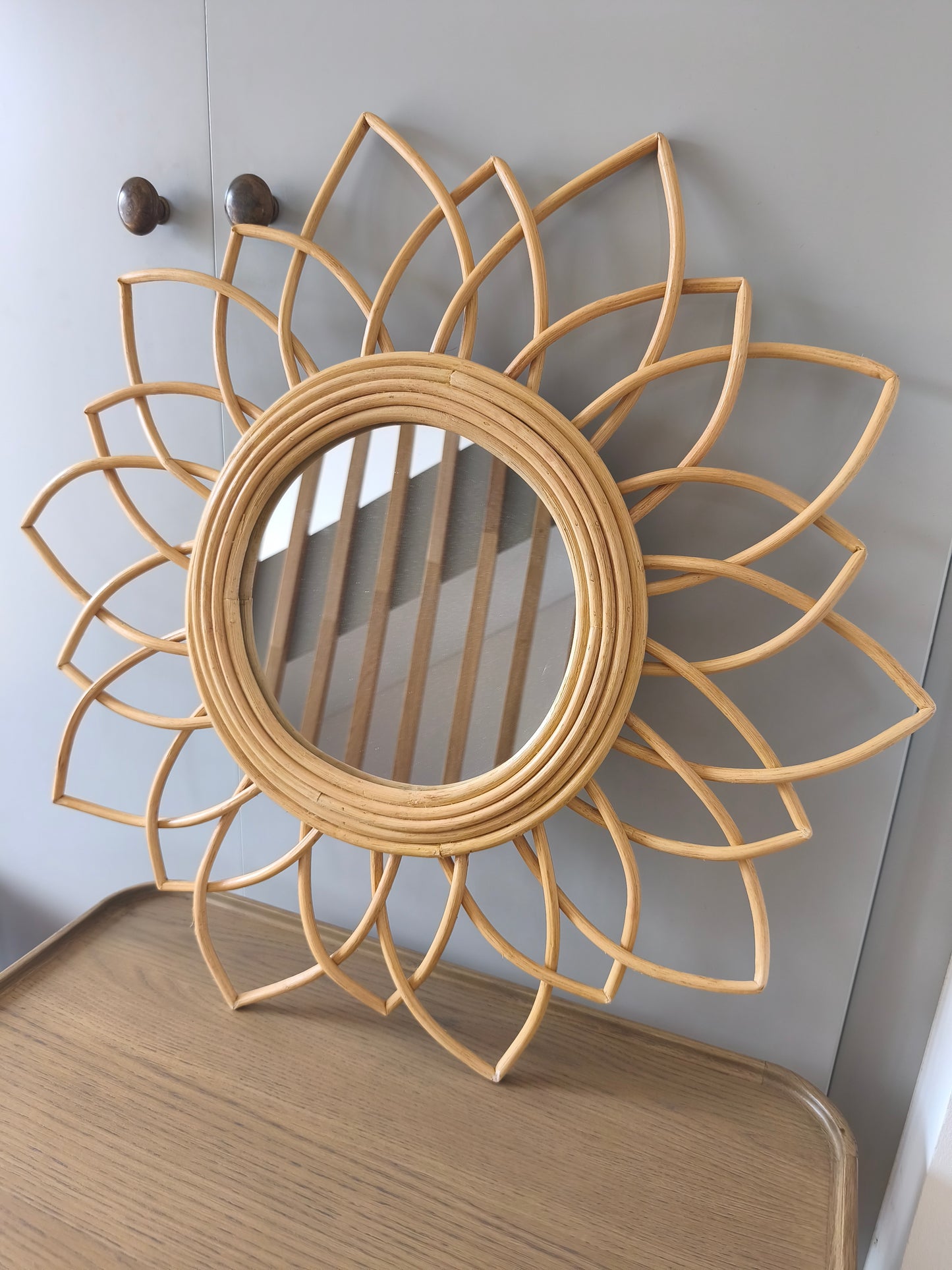 La Redoute Nogu mirror with floral rattan frame