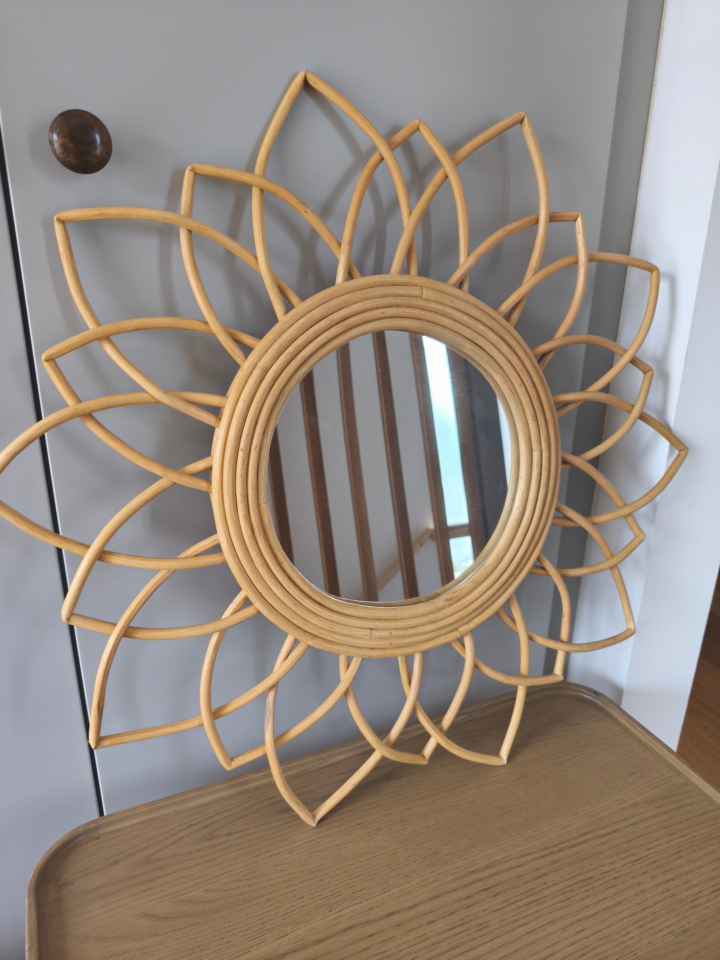 La Redoute Nogu mirror with floral rattan frame