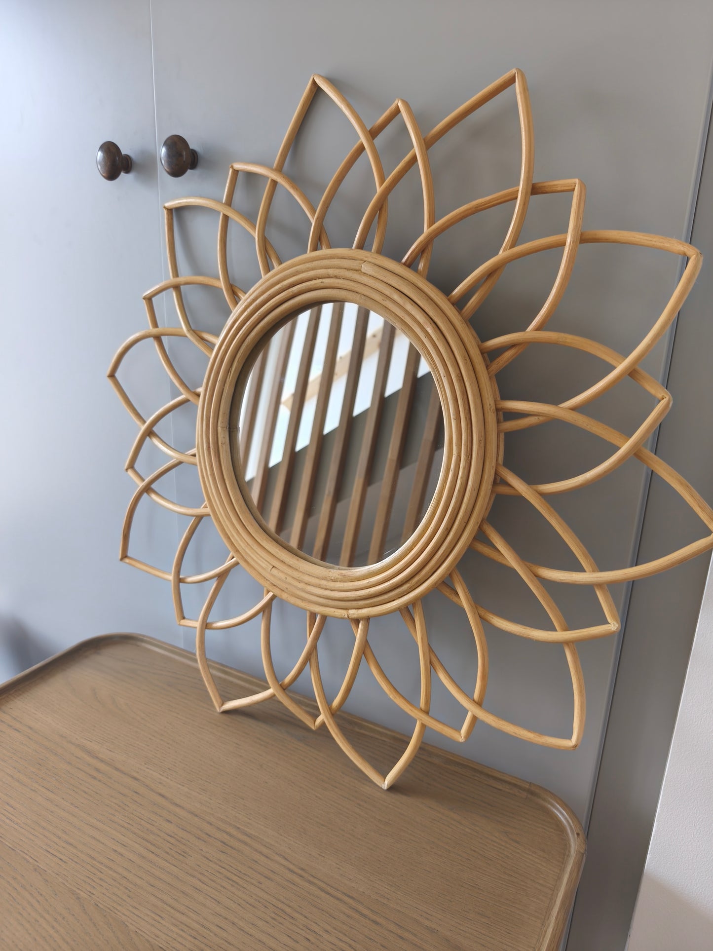 La Redoute Nogu mirror with floral rattan frame
