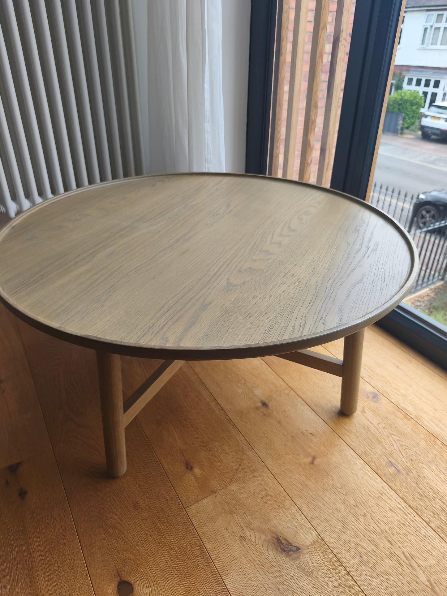 Scandi Style Distressed Oak Round Coffee Table