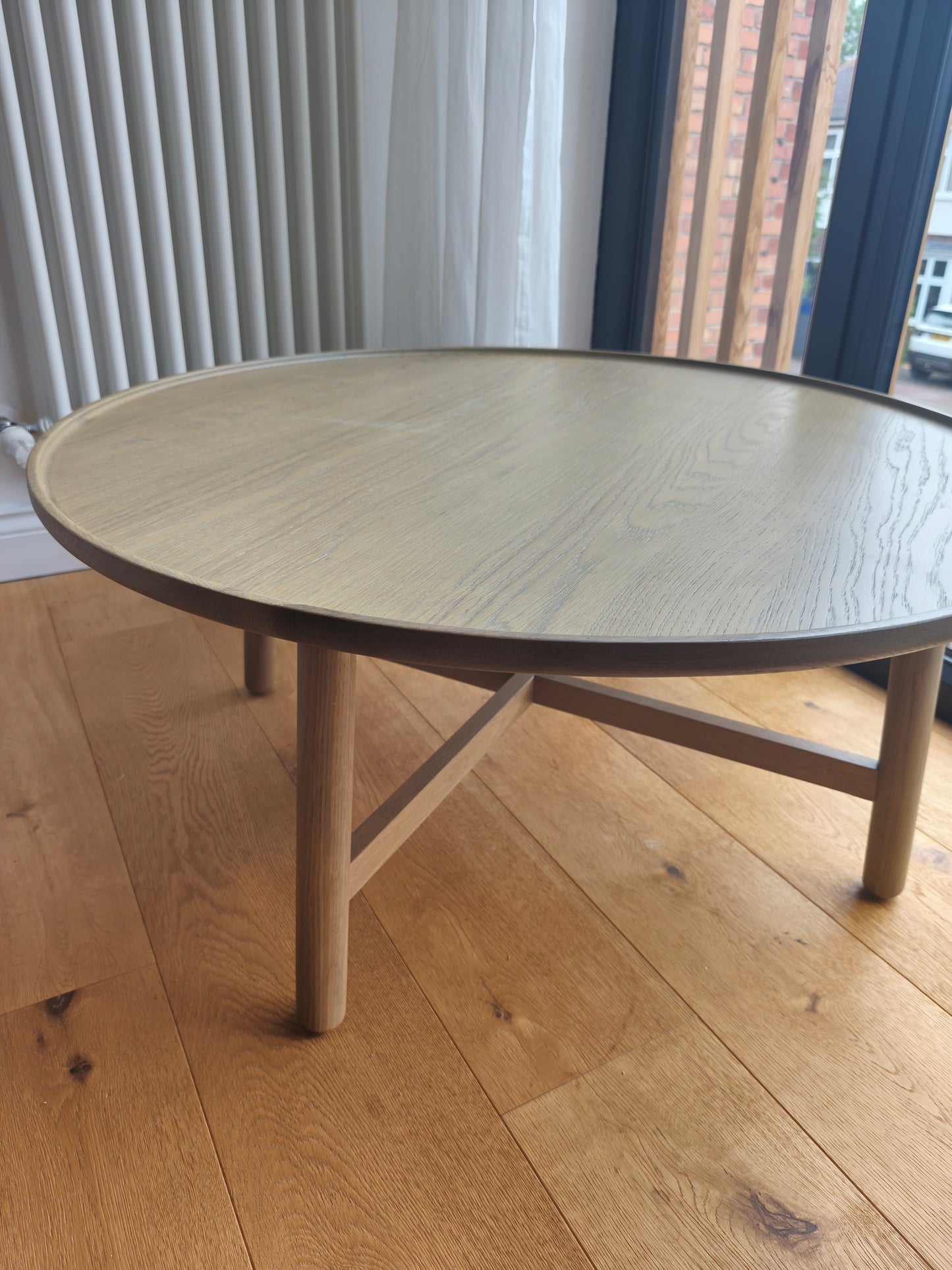 Scandi Style Distressed Oak Round Coffee Table