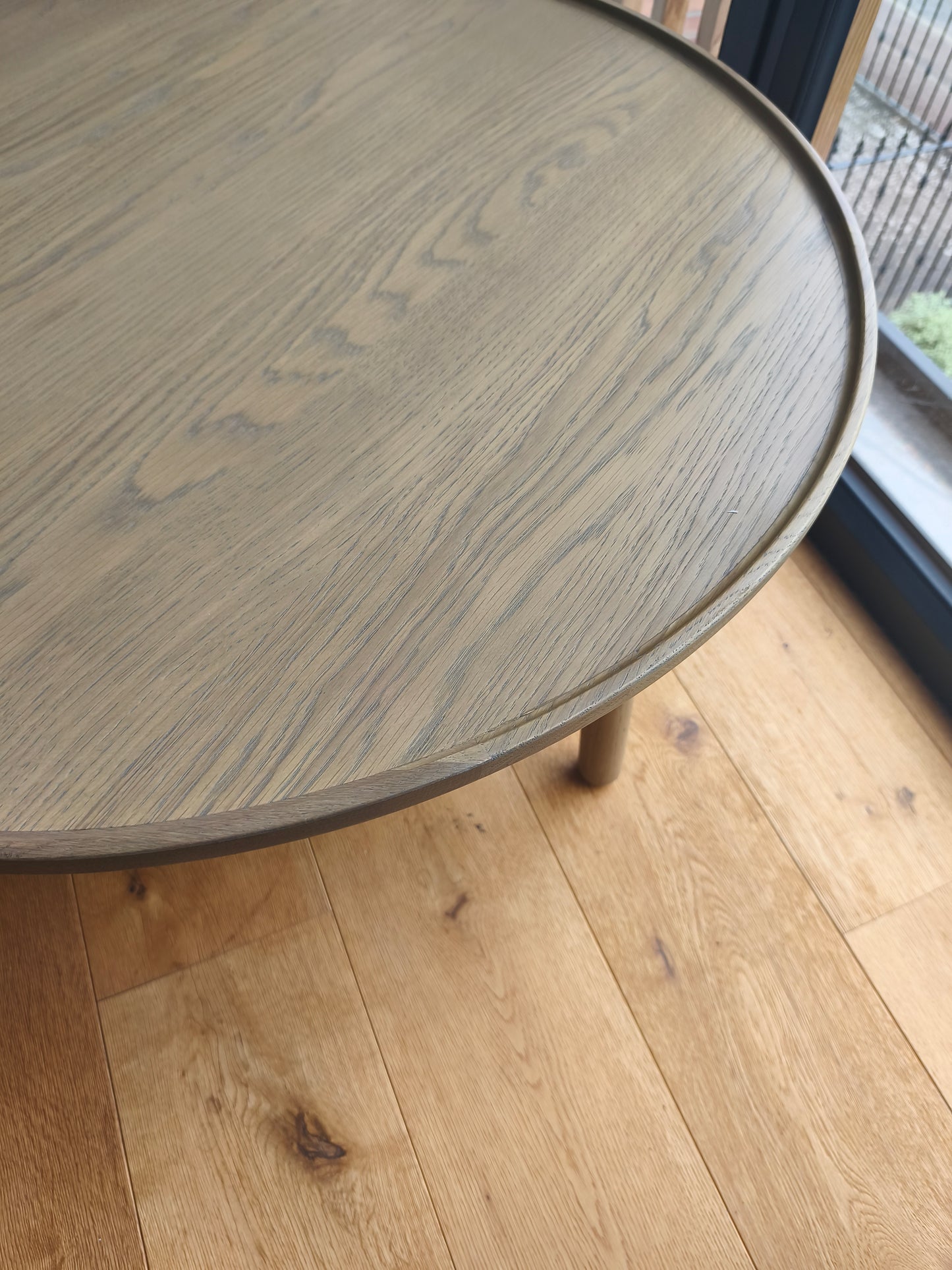 Scandi Style Distressed Oak Round Coffee Table