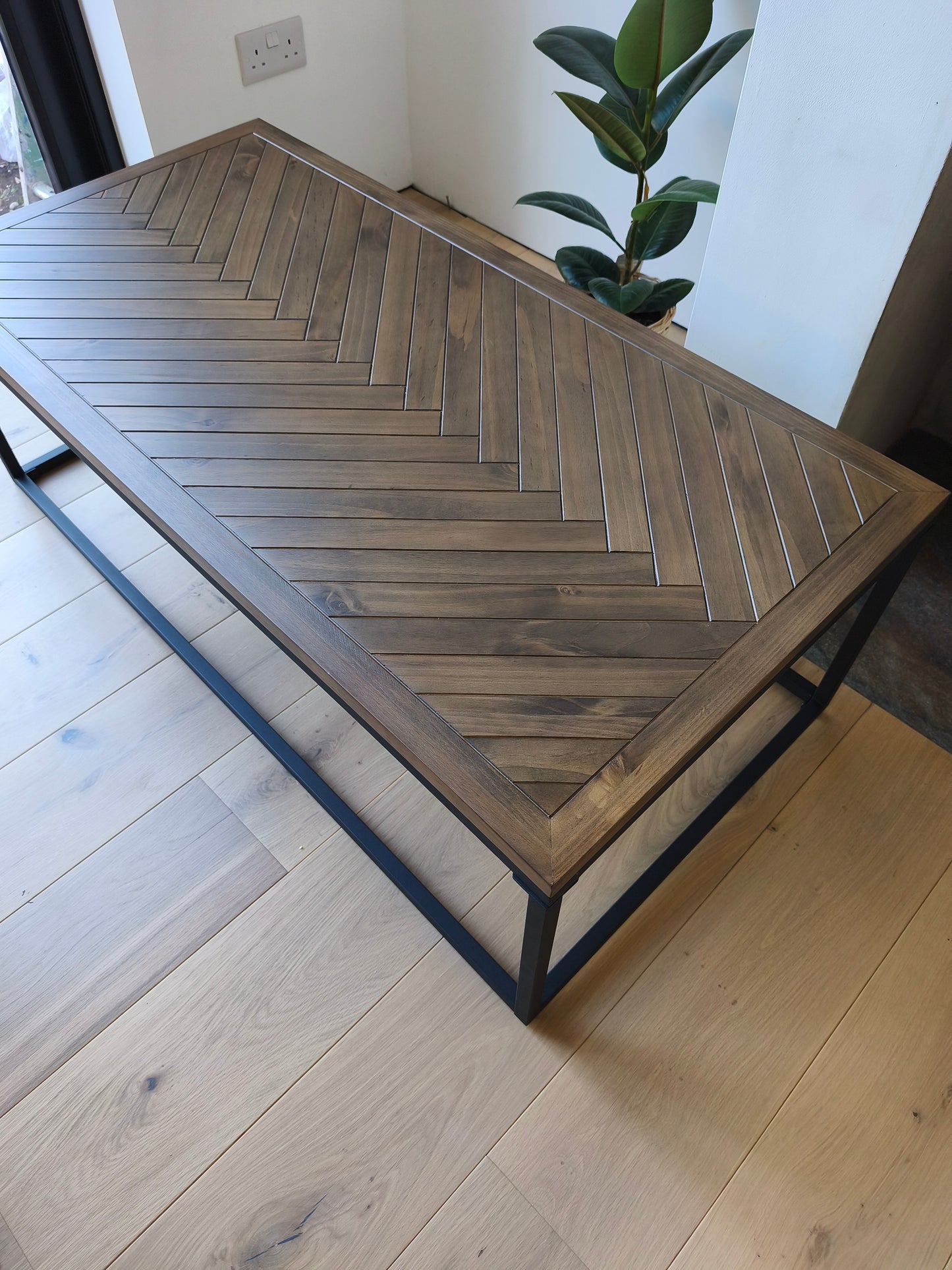 Herringbone Style Pine Parquet Coffee Table