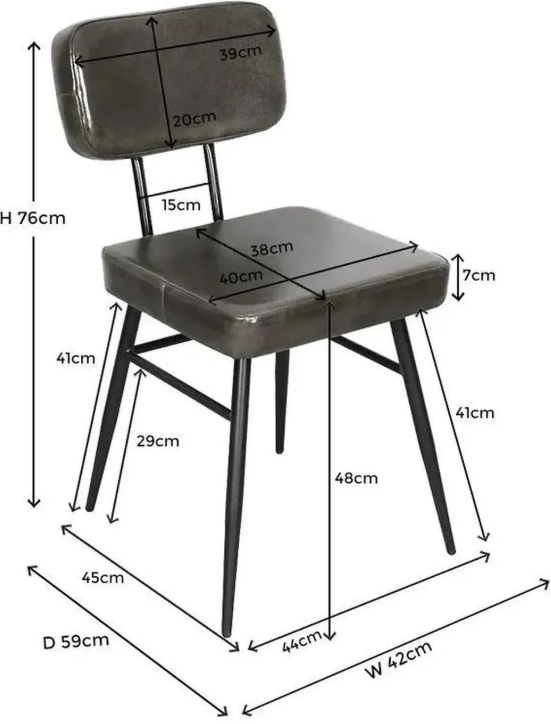 Urban Deco Retro Style Leather Dining Chairs