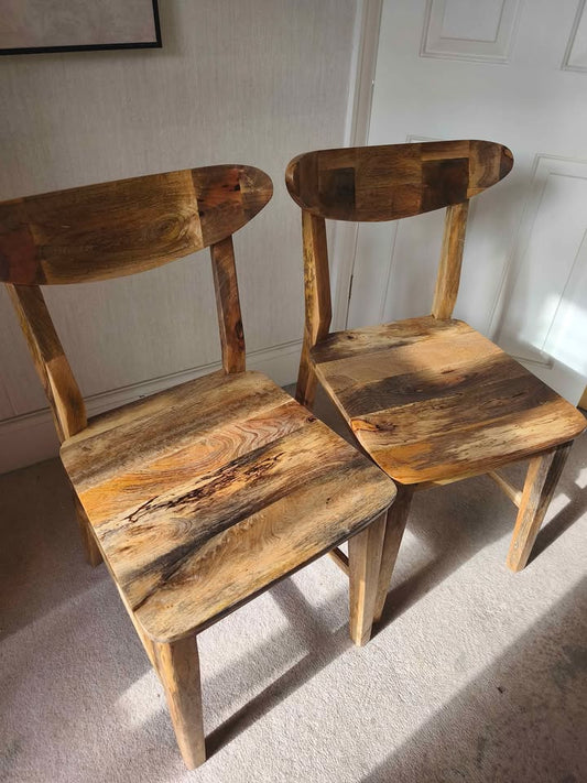 Solid Mango Wood Dining Chairs in Clean and Minimal Scandi Style
