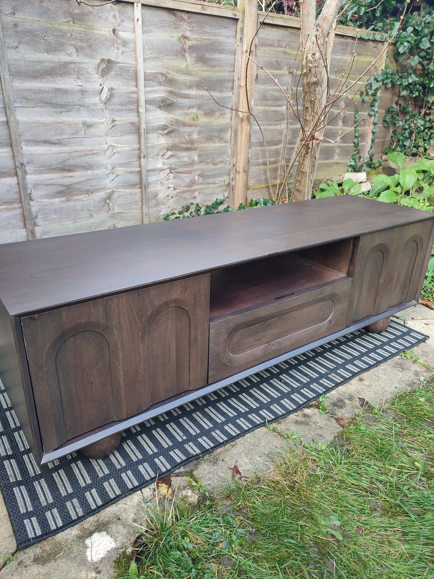 Retro Style Dark Mango Wood TV Stand