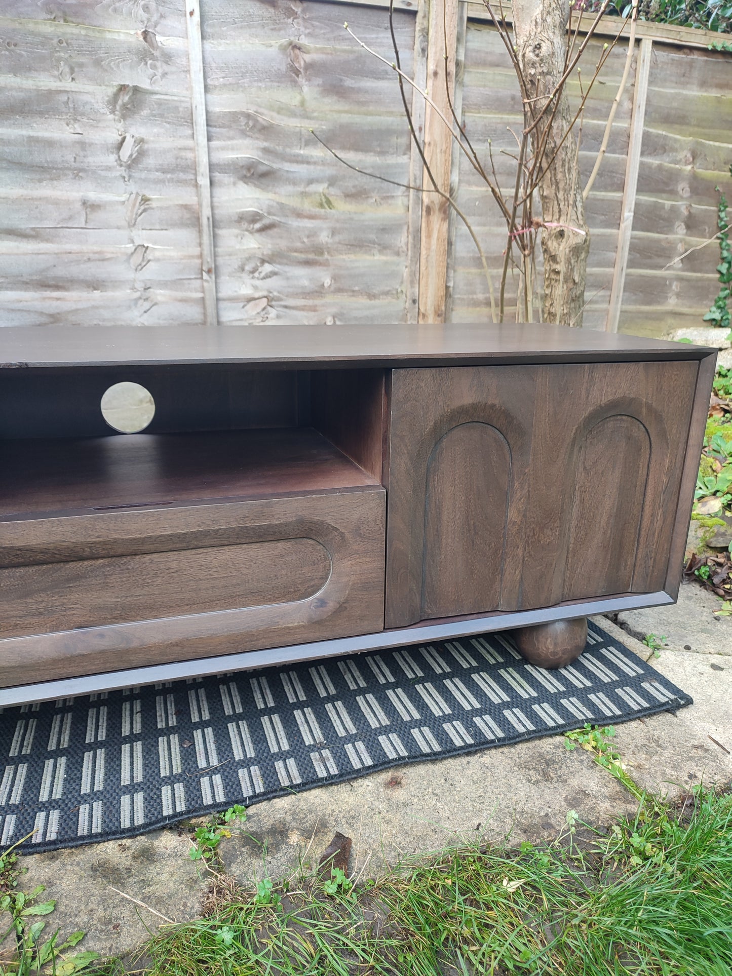 Retro Style Dark Mango Wood TV Stand