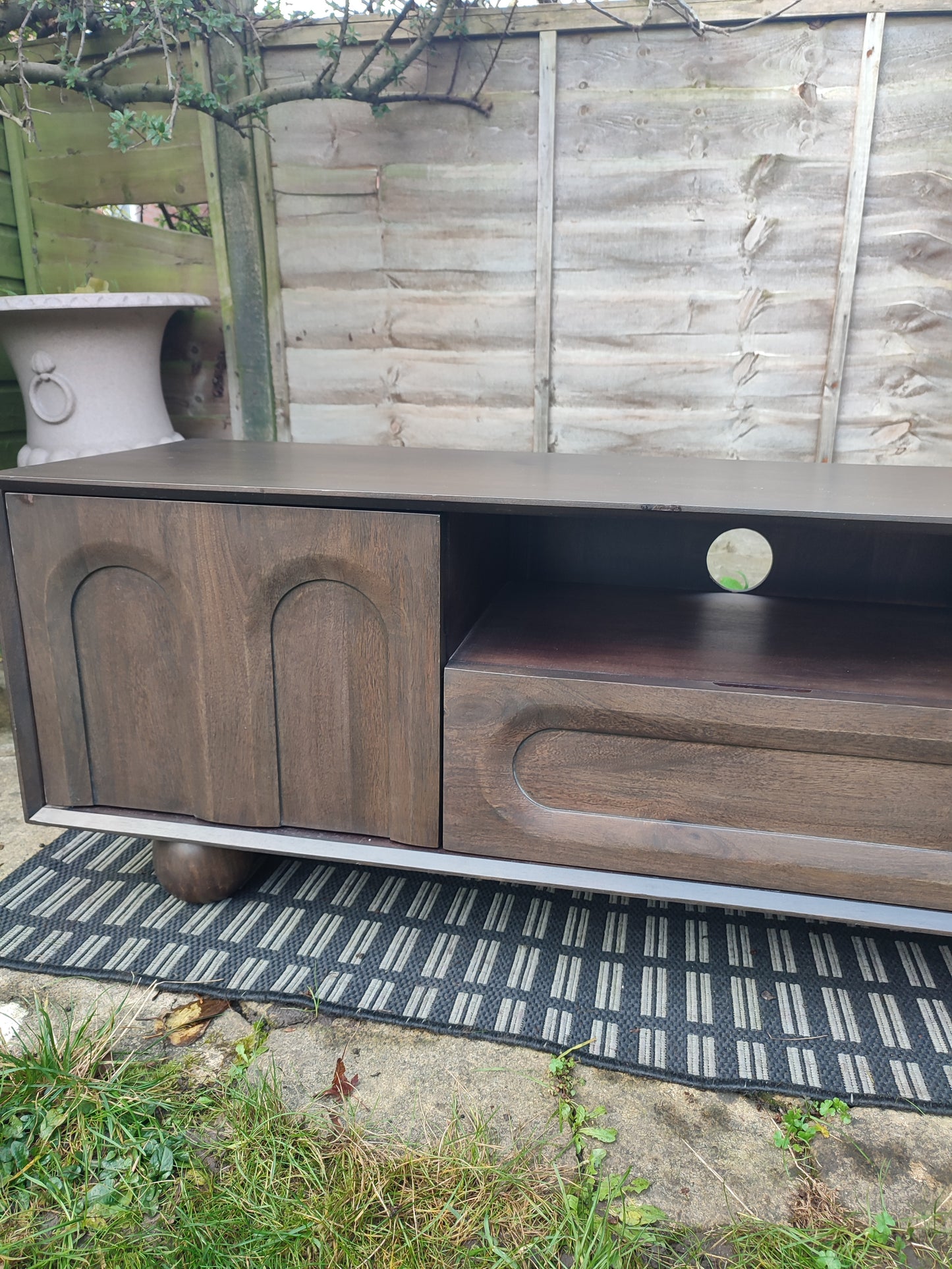 Retro Style Dark Mango Wood TV Stand