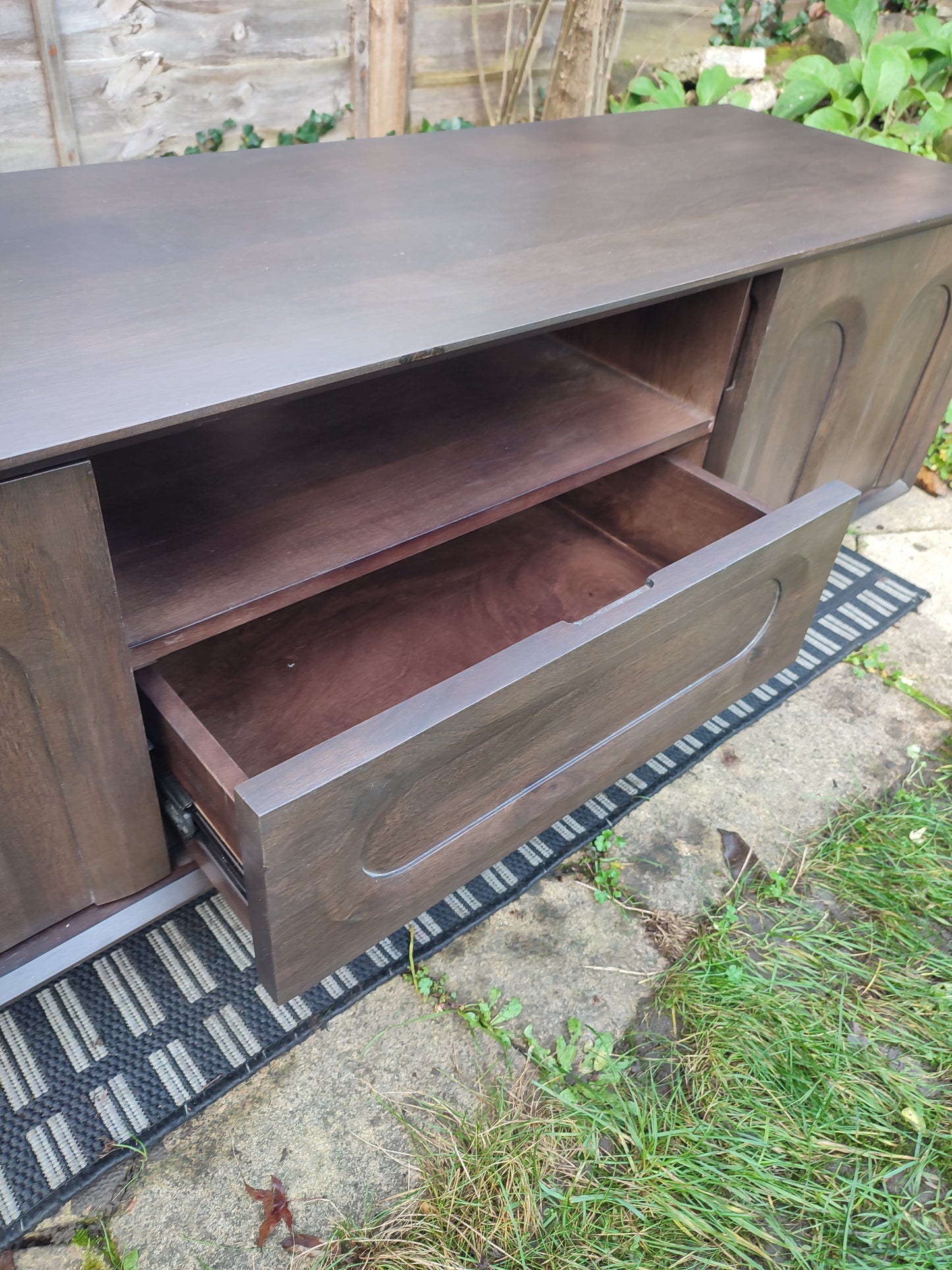 Retro Style Dark Mango Wood TV Stand