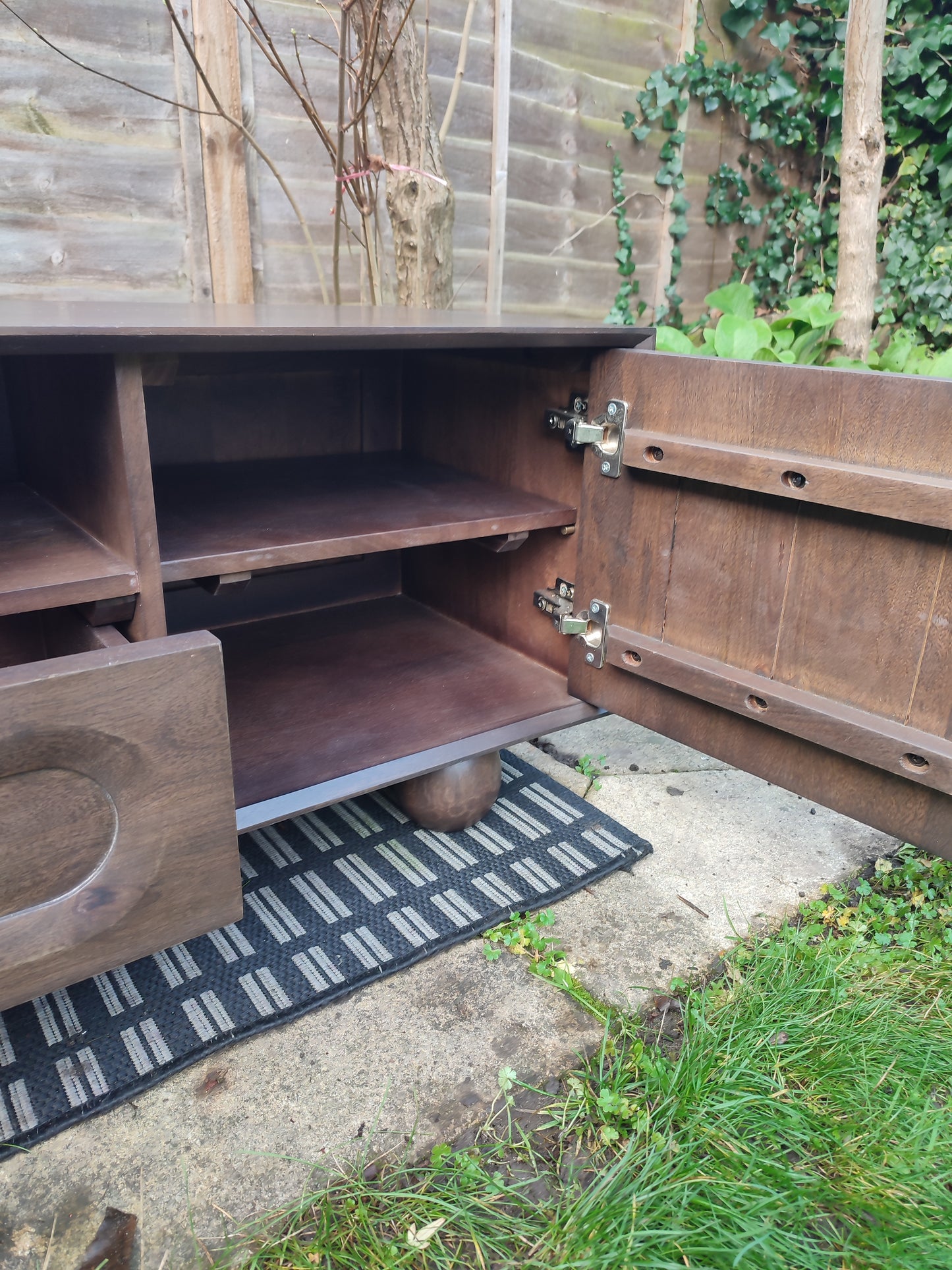 Retro Style Dark Mango Wood TV Stand