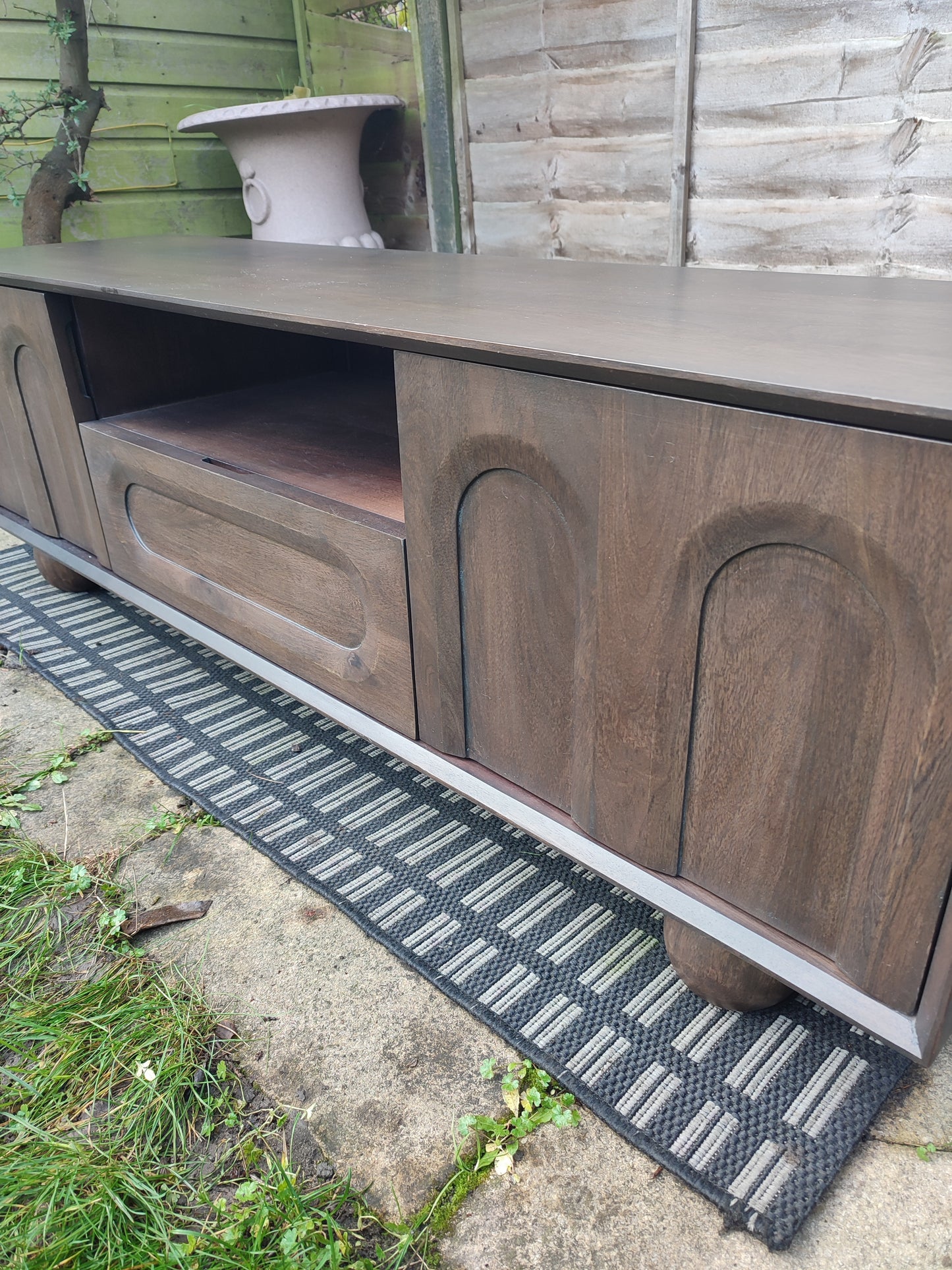 Retro Style Dark Mango Wood TV Stand