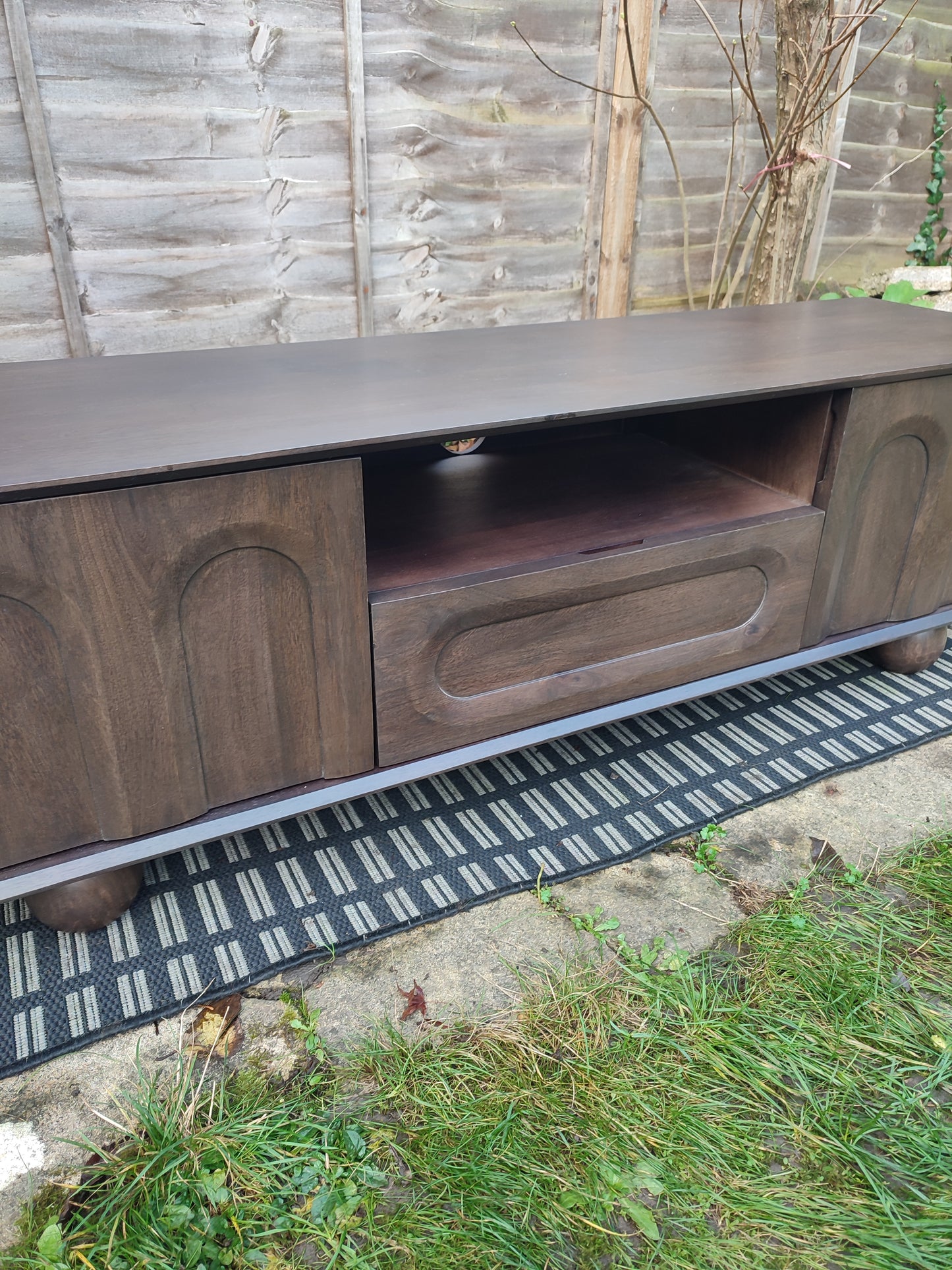 Retro Style Dark Mango Wood TV Stand