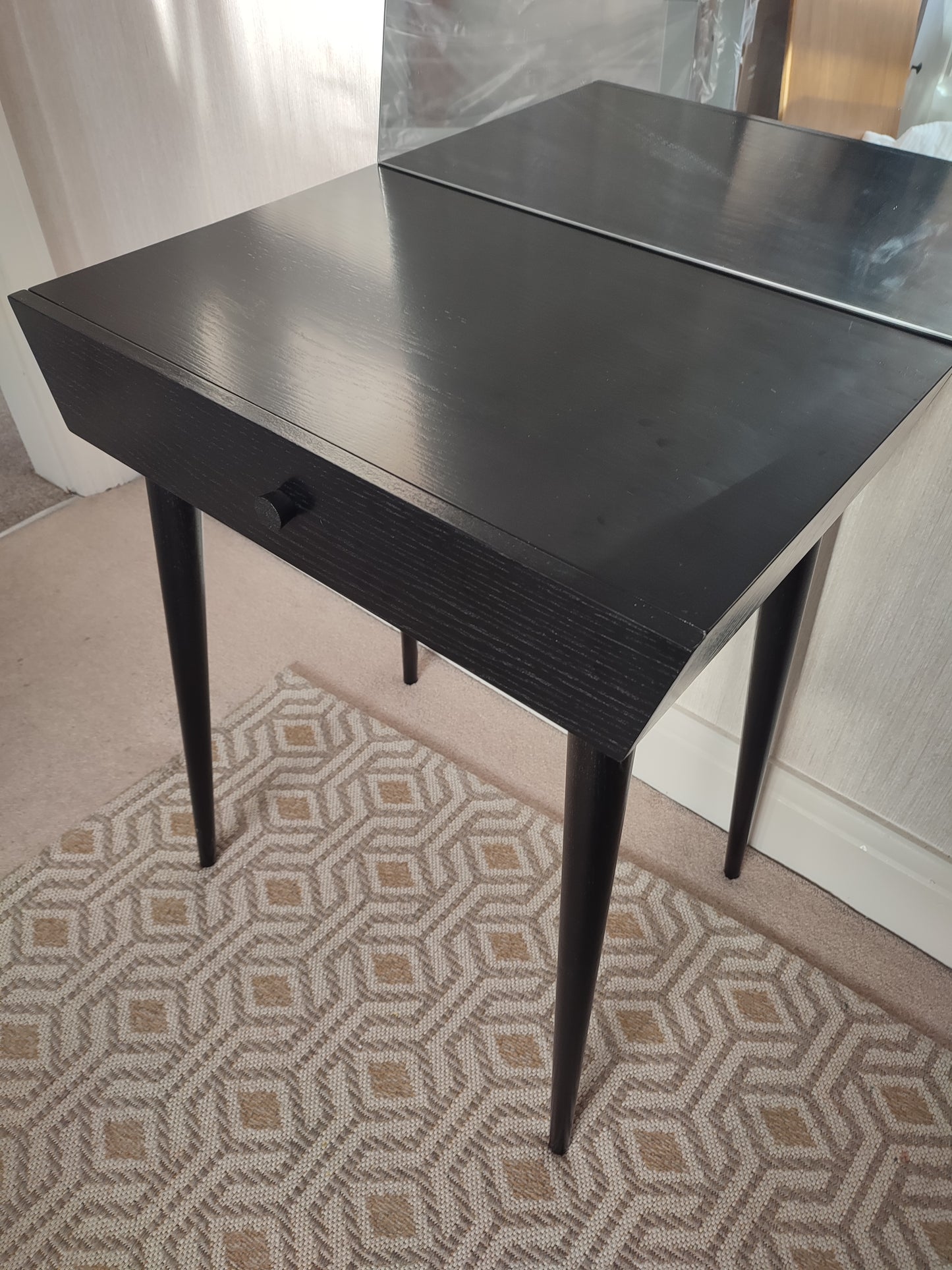 Black Scandi Style Dressing Table with Mirror