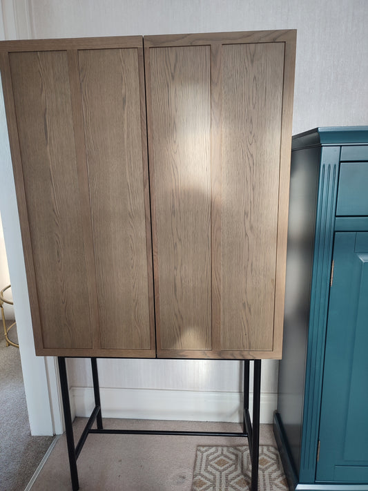 2 Door Panelled Wood Drinks Cabinet - Sideboard in light wood