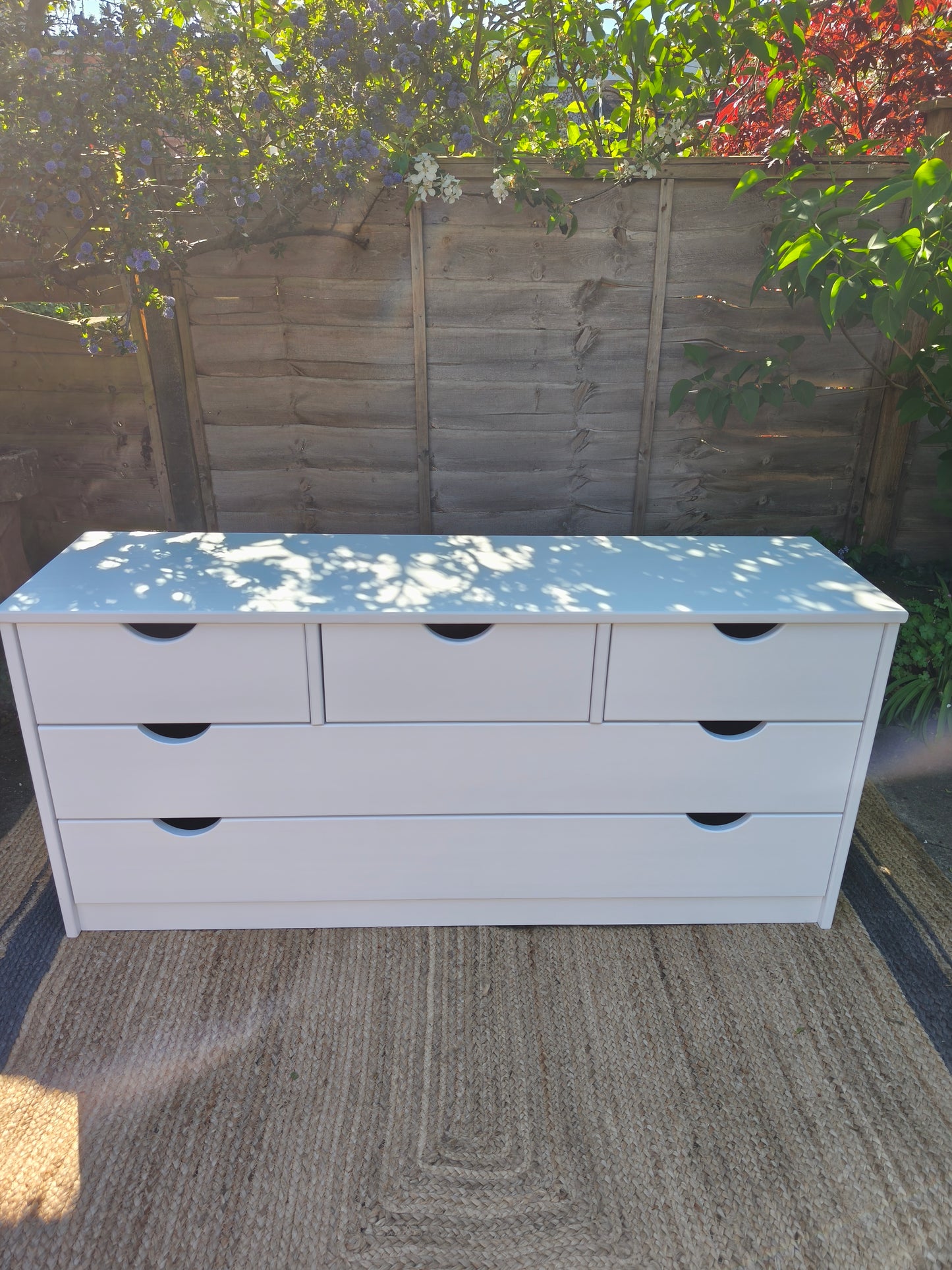 Pine Chest of 5 drawers in White