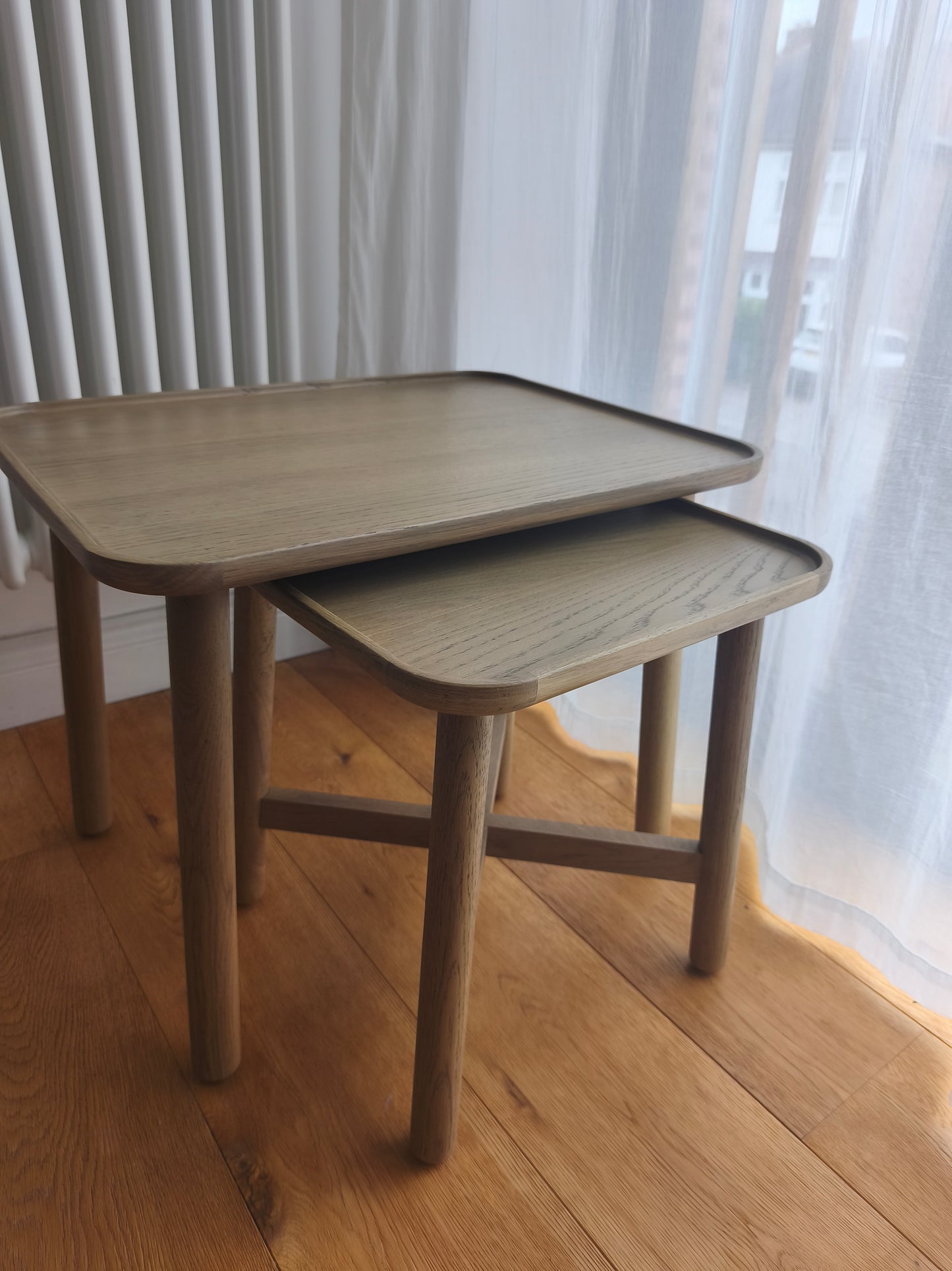 Set of 2 Oak Scandi Nest Side Tables