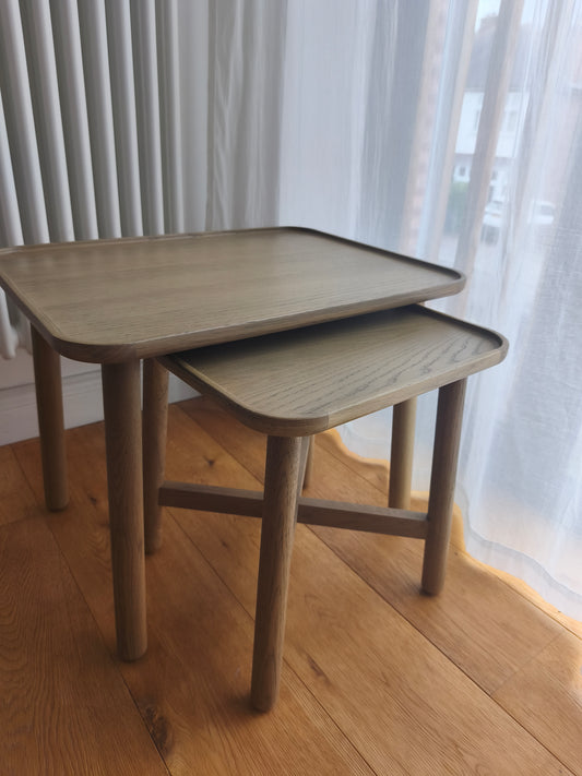 Set of 2 Oak Scandi Nest Side Tables