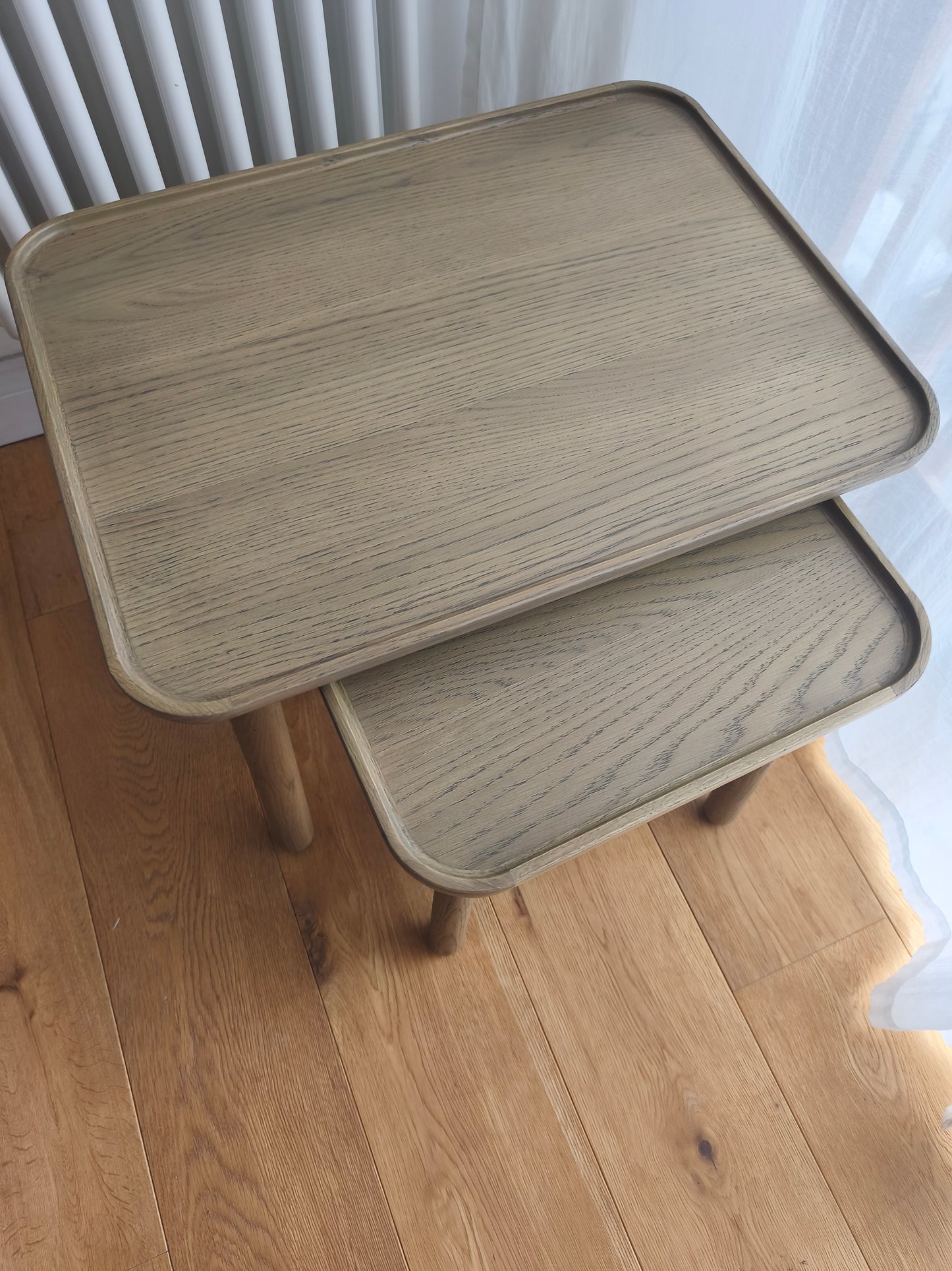 Set of 2 Oak Scandi Nest Side Tables