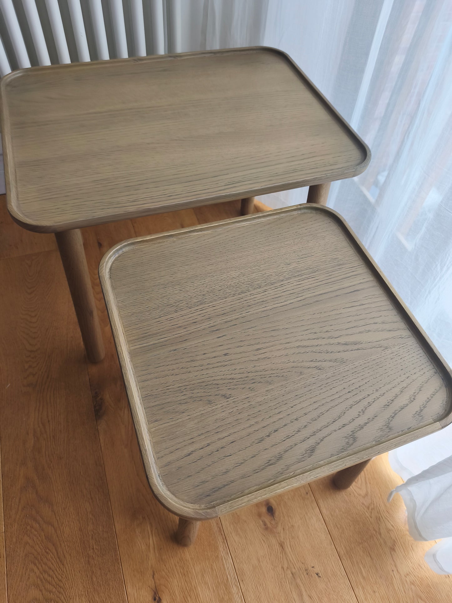 Set of 2 Oak Scandi Nest Side Tables