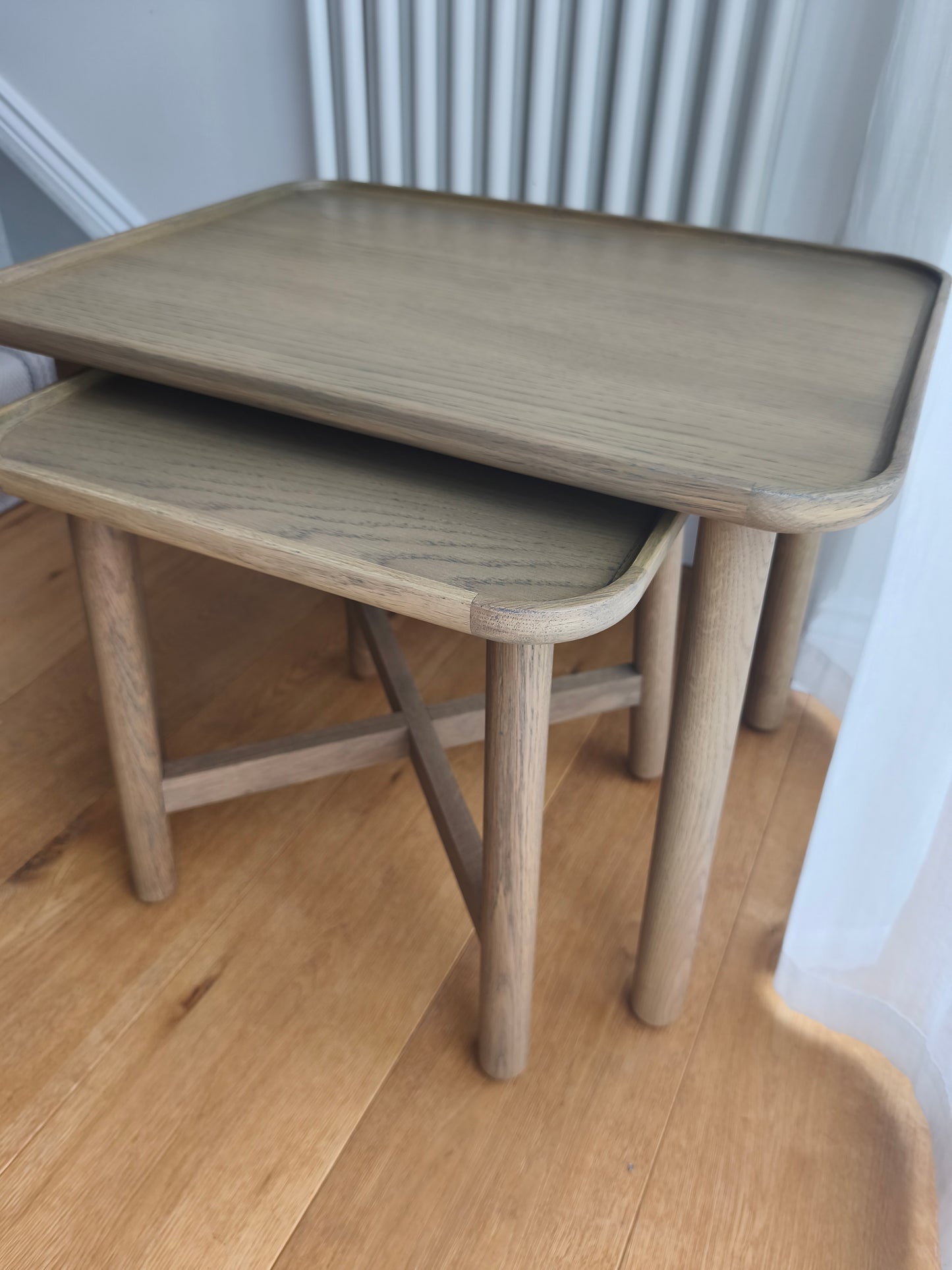 Set of 2 Oak Scandi Nest Side Tables