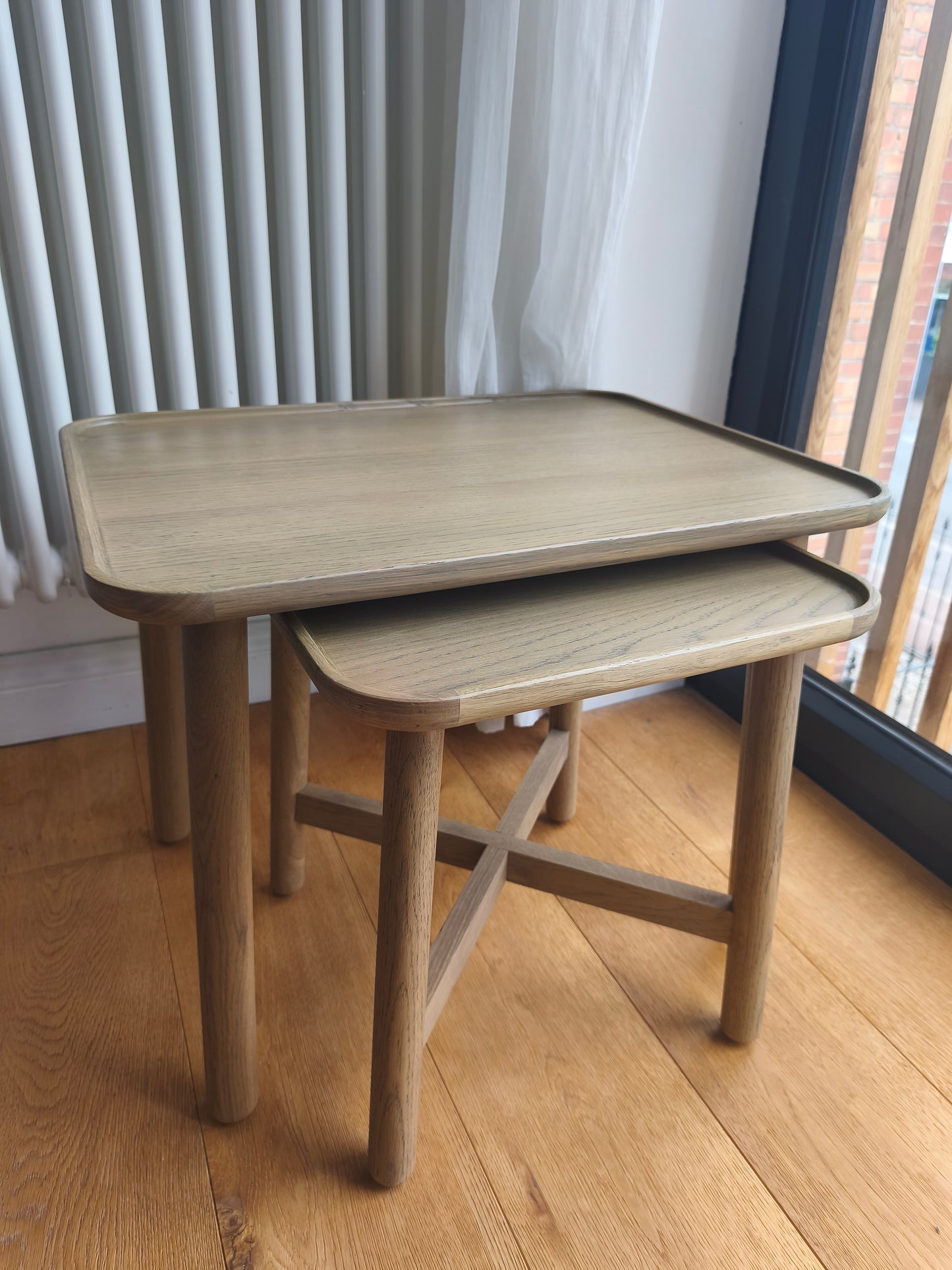 Set of 2 Oak Scandi Nest Side Tables