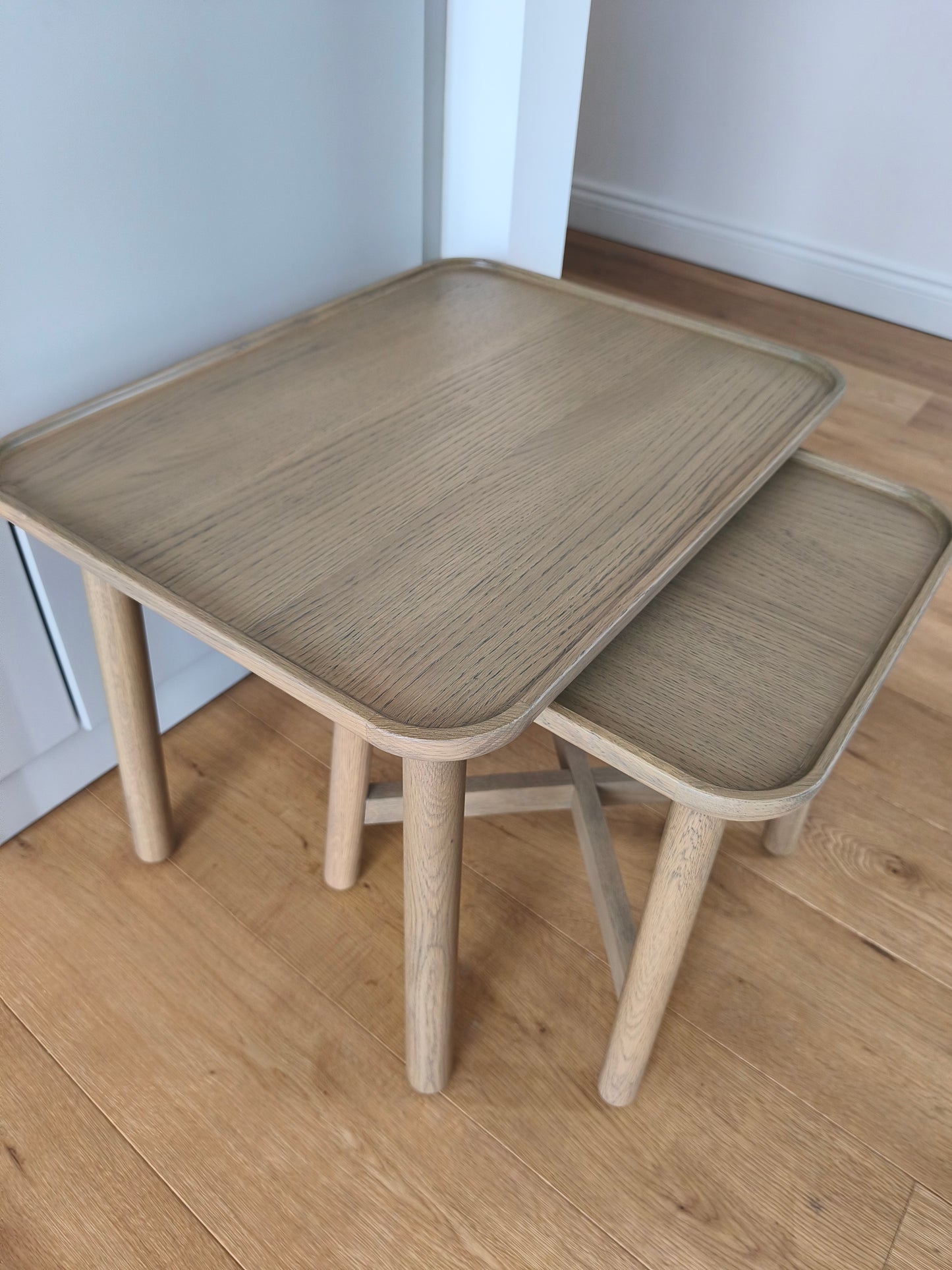 Set of 2 Oak Scandi Nest Side Tables