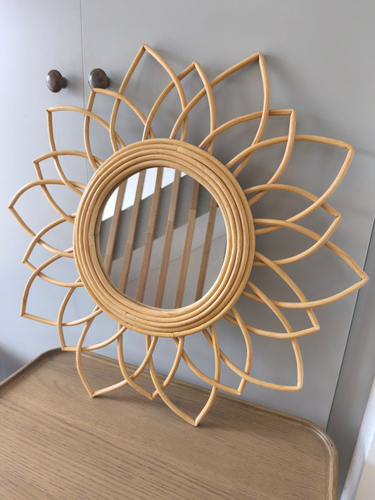 La Redoute Nogu mirror with floral rattan frame