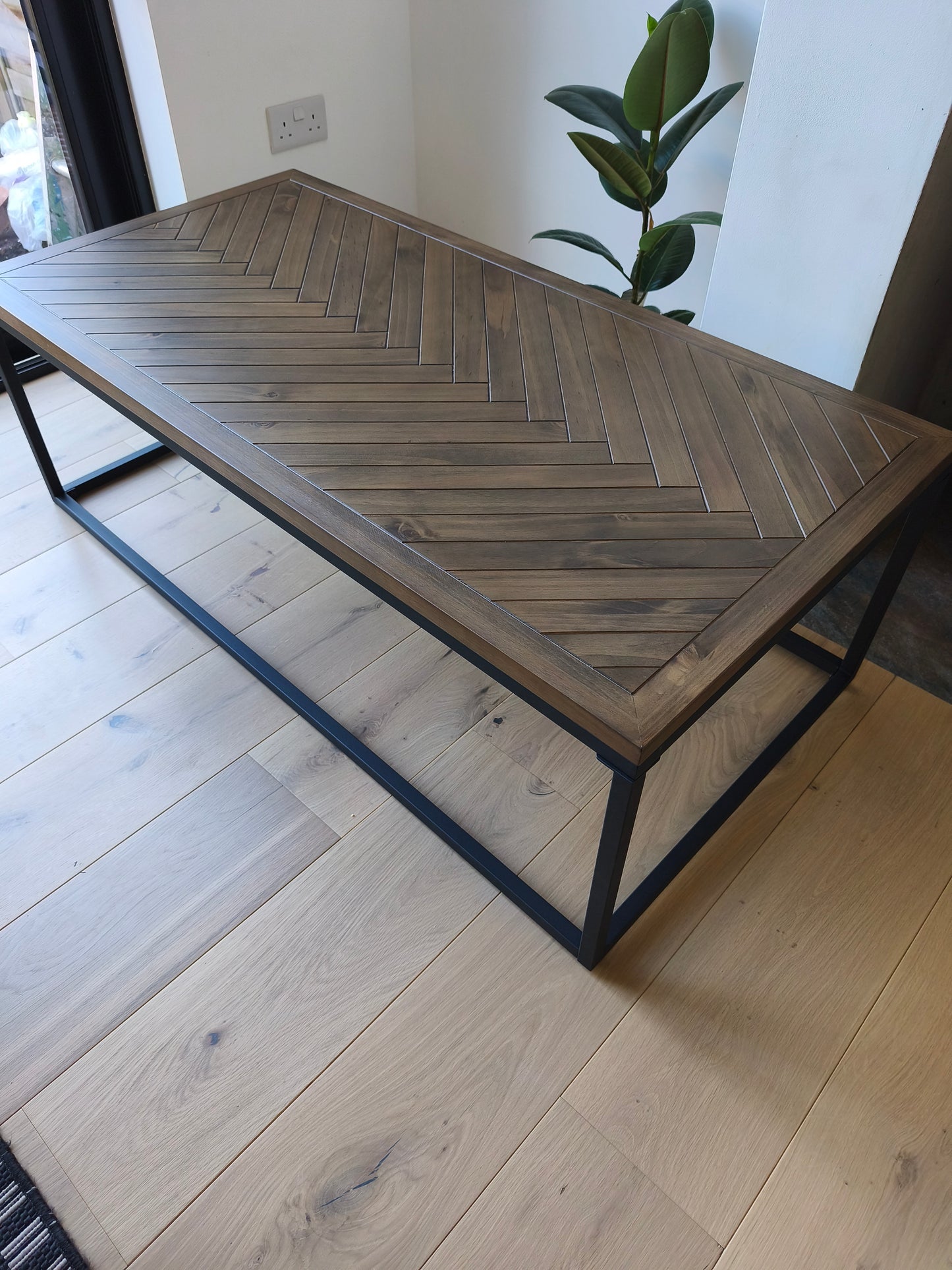 Herringbone Style Pine Parquet Coffee Table