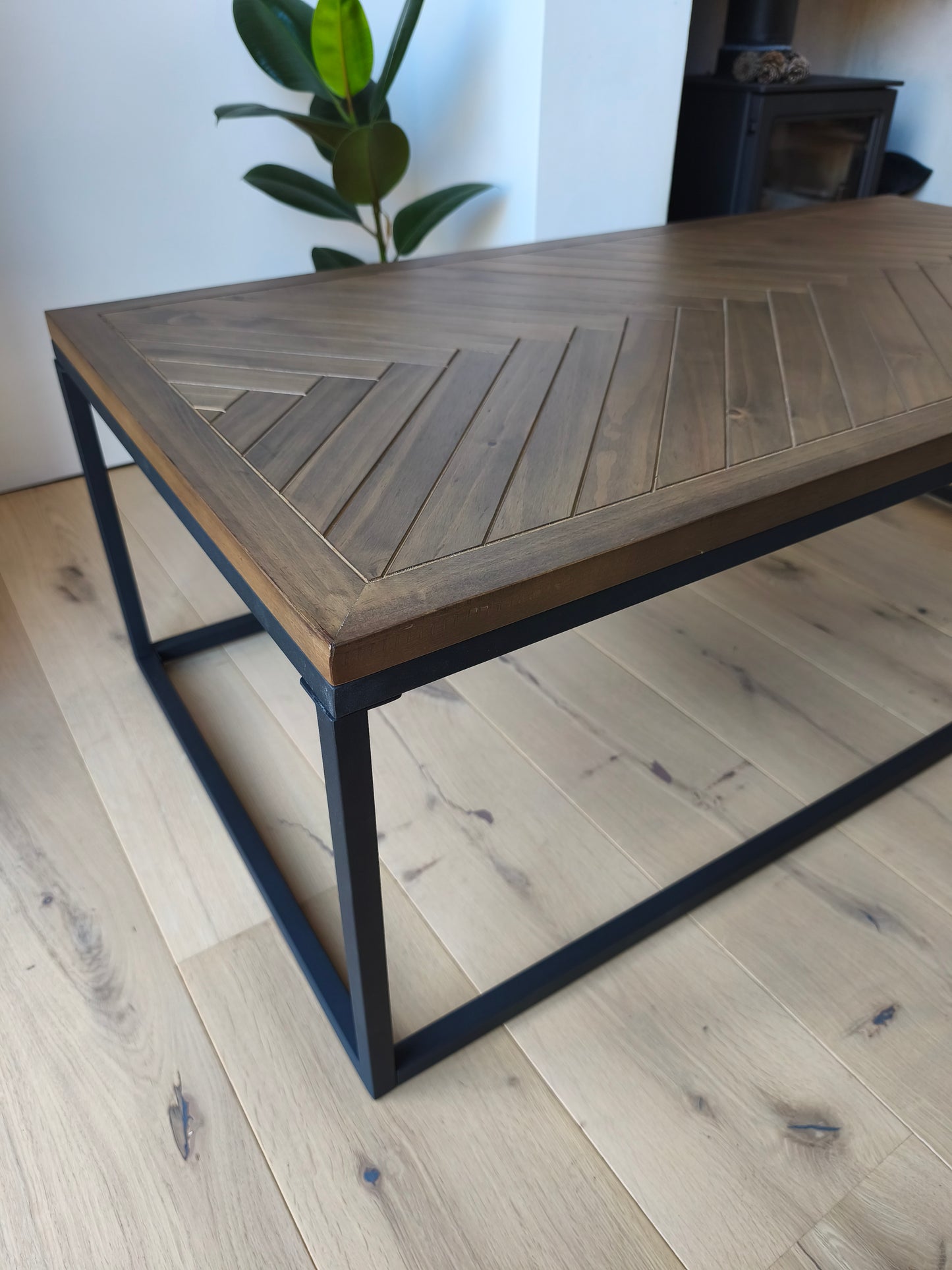 Herringbone Style Pine Parquet Coffee Table