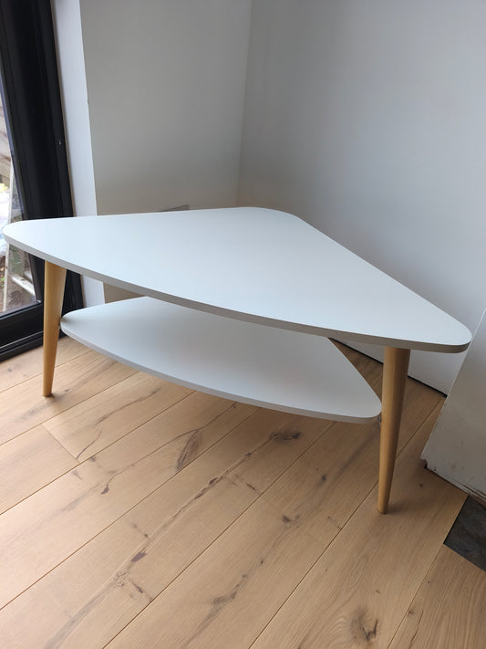 Vintage Style 2 Tier White Corner TV Stand