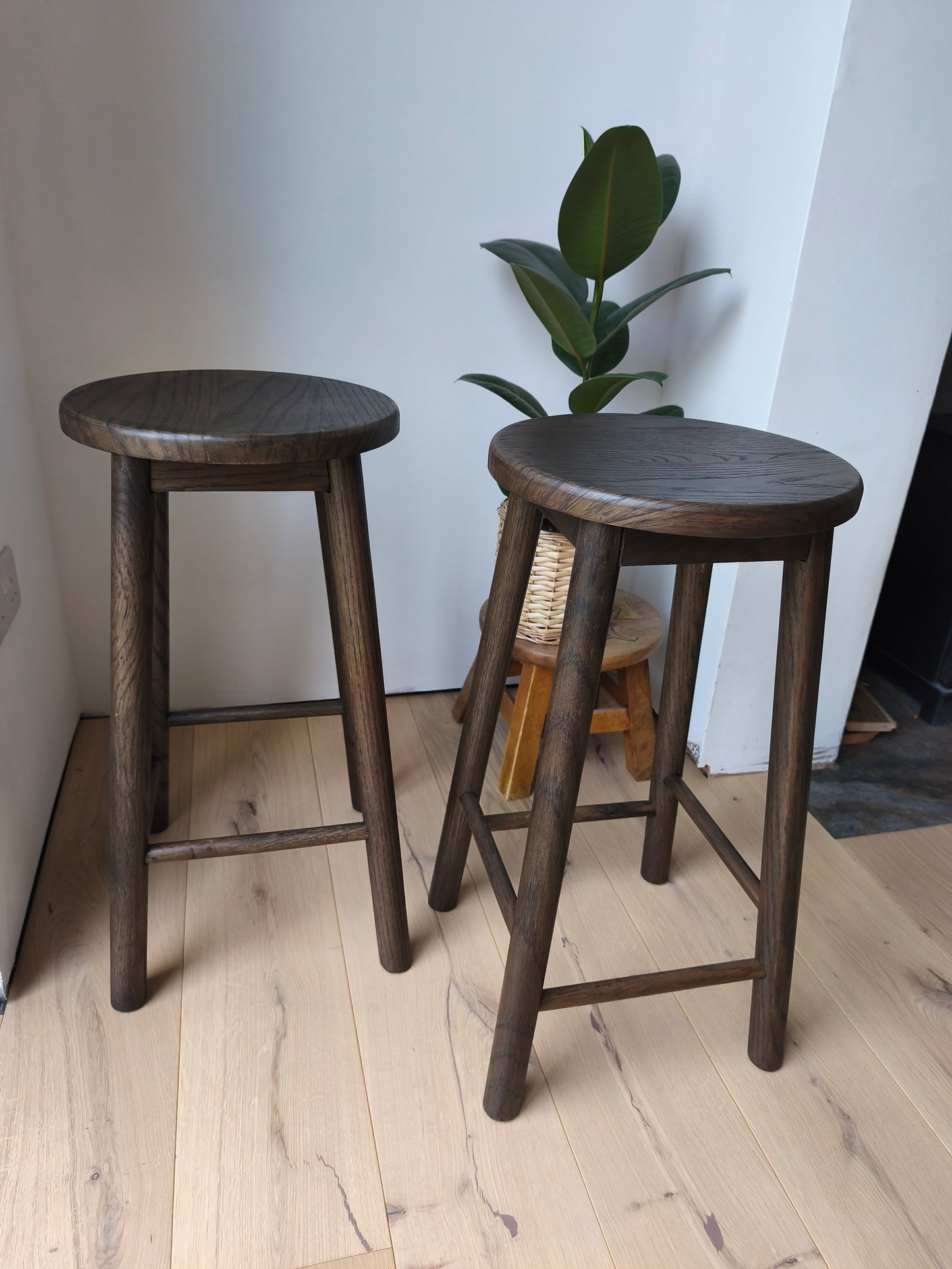 Smoked Oak Finish Bar Stools