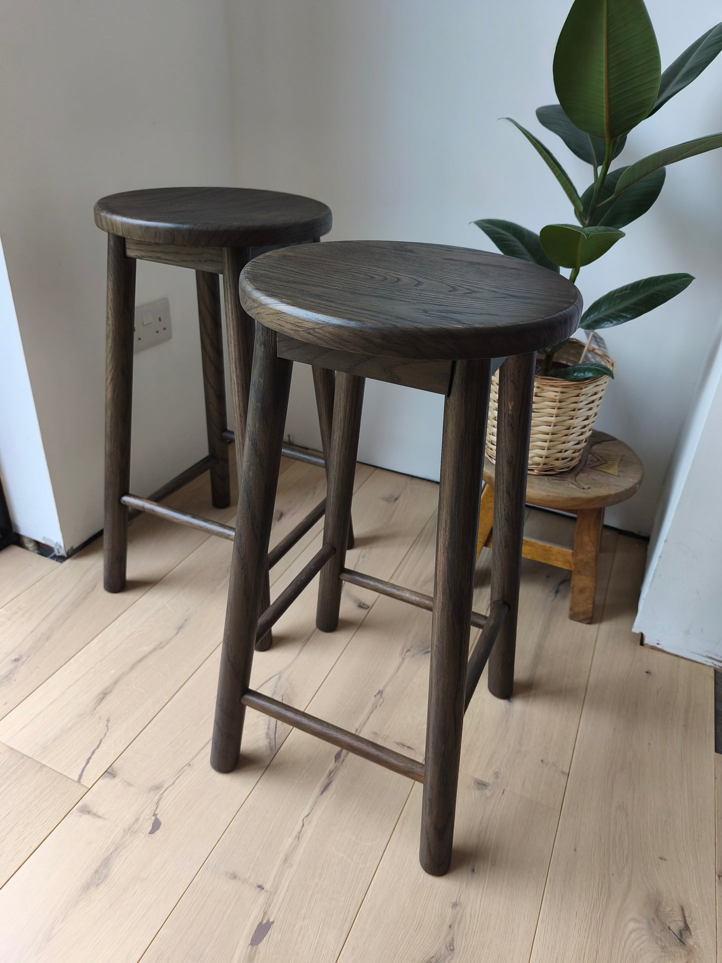 Smoked Oak Finish Bar Stools
