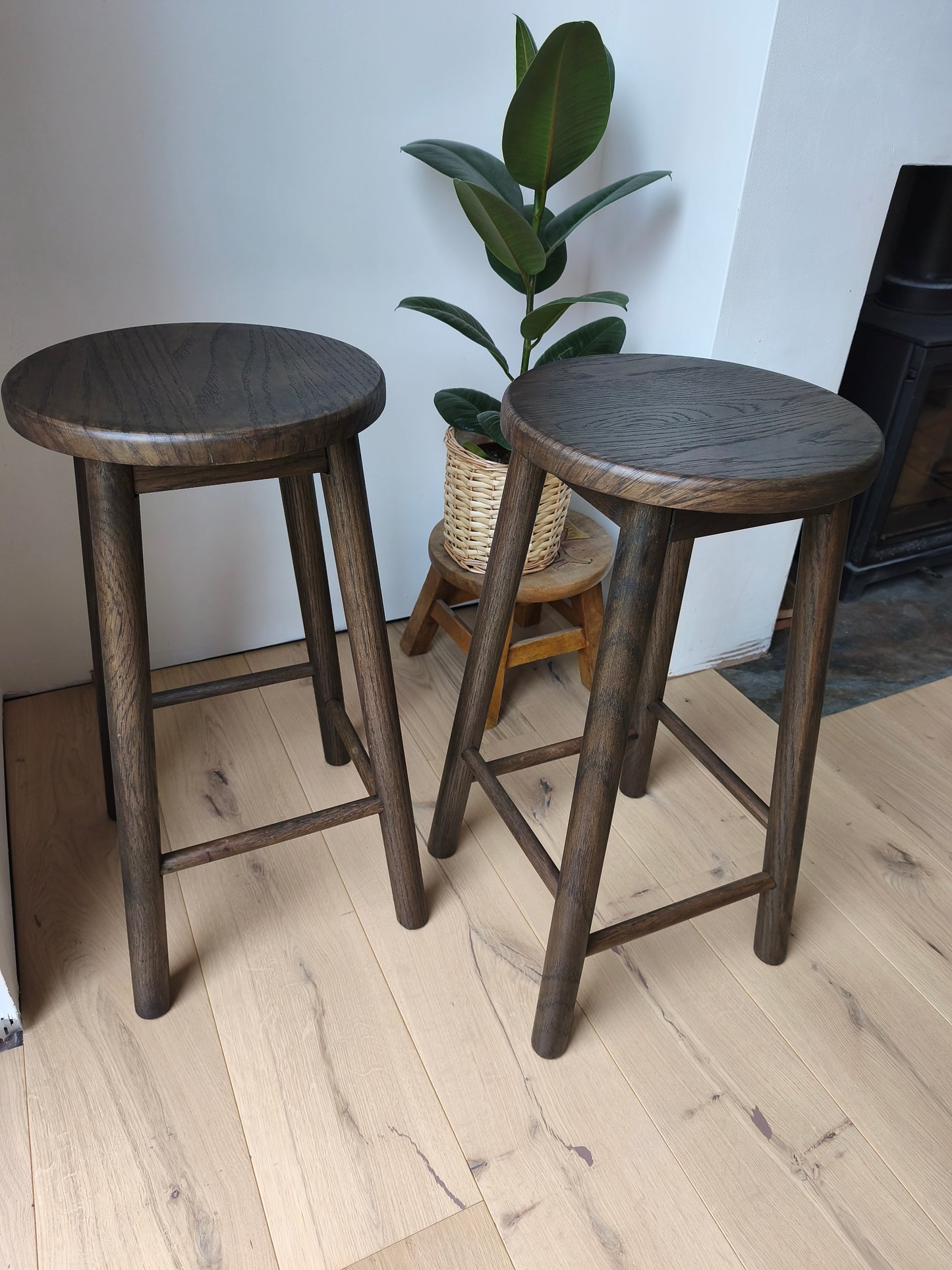 Smoked Oak Finish Bar Stools