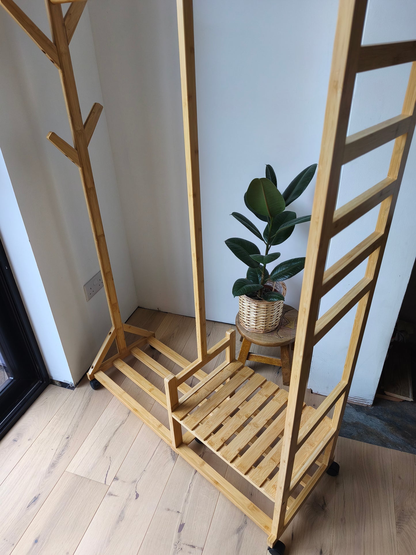 Bamboo Coat Rack Unit with shelf