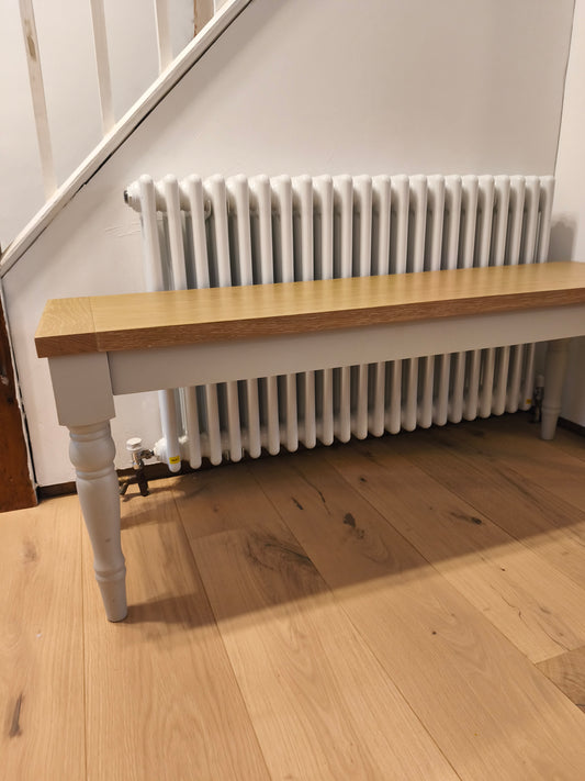 2 Seater Oak and Cream Dining Bench