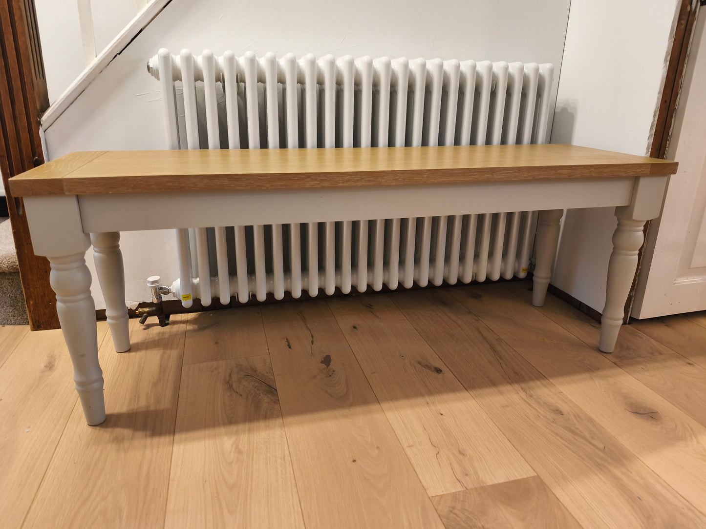 2 Seater Oak and Cream Dining Bench