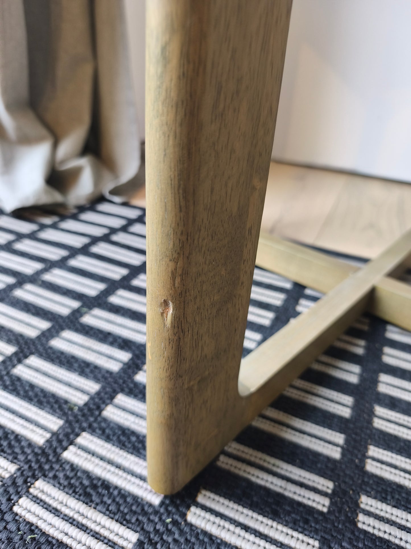 Square Oak and Crossed Legs Side Table