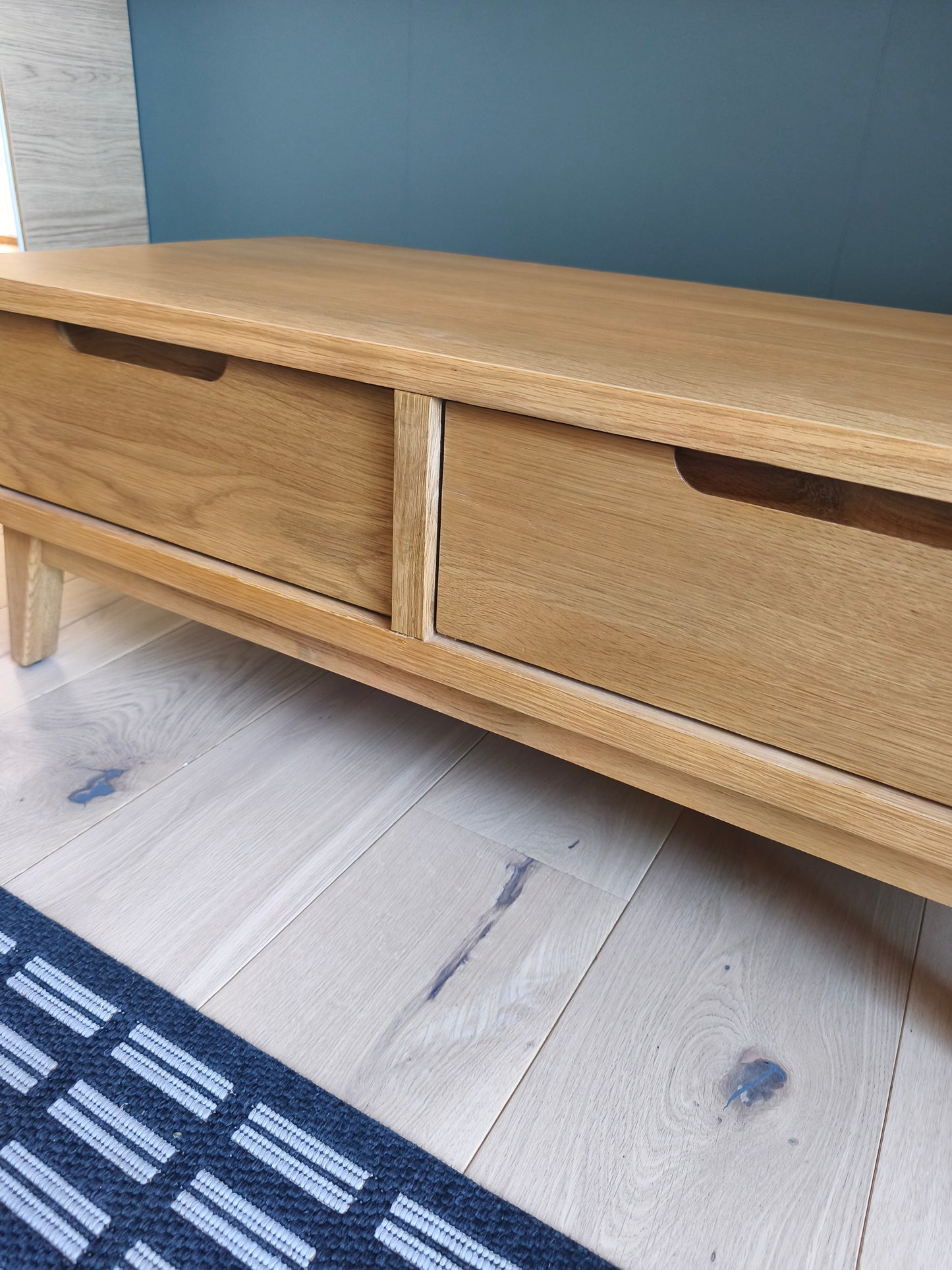 Solid Oak Coffee Table with 2 Drawers
